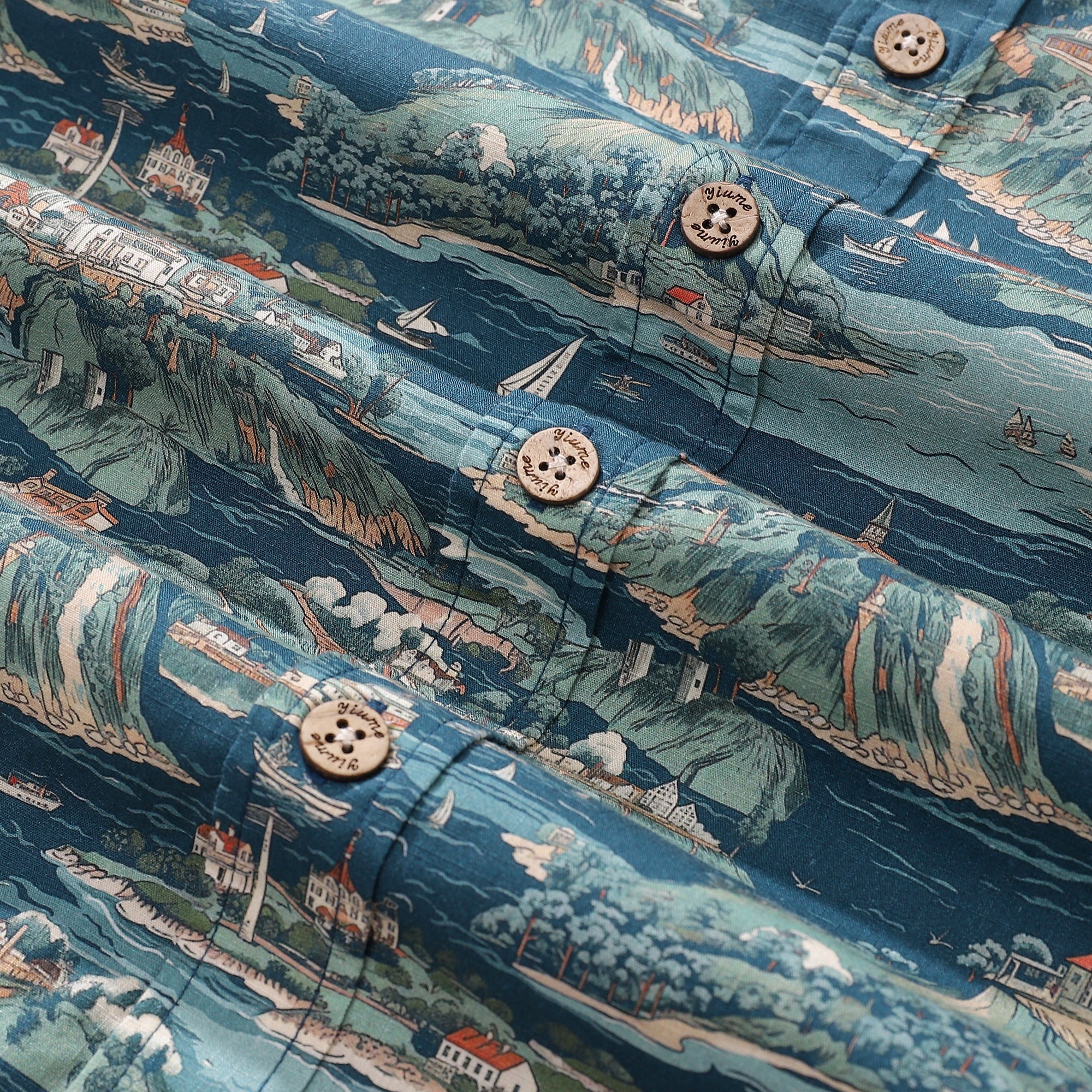 Men's Hawaiian Shirt Azure Dreams Print Cotton Button-down Short Sleeve Aloha Shirt By Amy