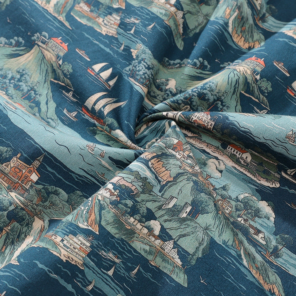 Men's Hawaiian Shirt Azure Dreams Print Cotton Button-down Short Sleeve Aloha Shirt By Amy