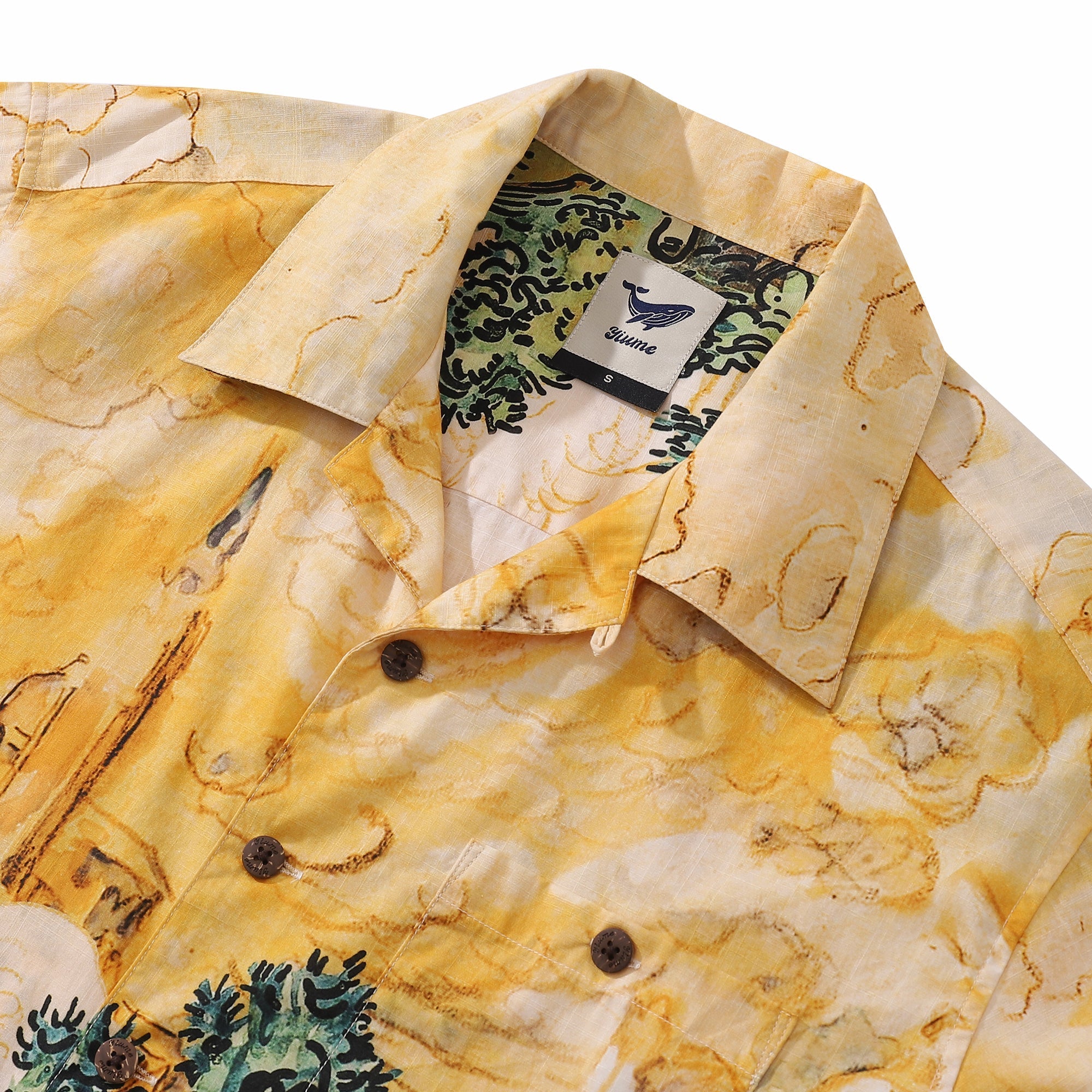 Hawaiian Shirt For Men 1950s Vintage Nature's Canvas Shirt Camp Collar 100% Cotton By Sylvia