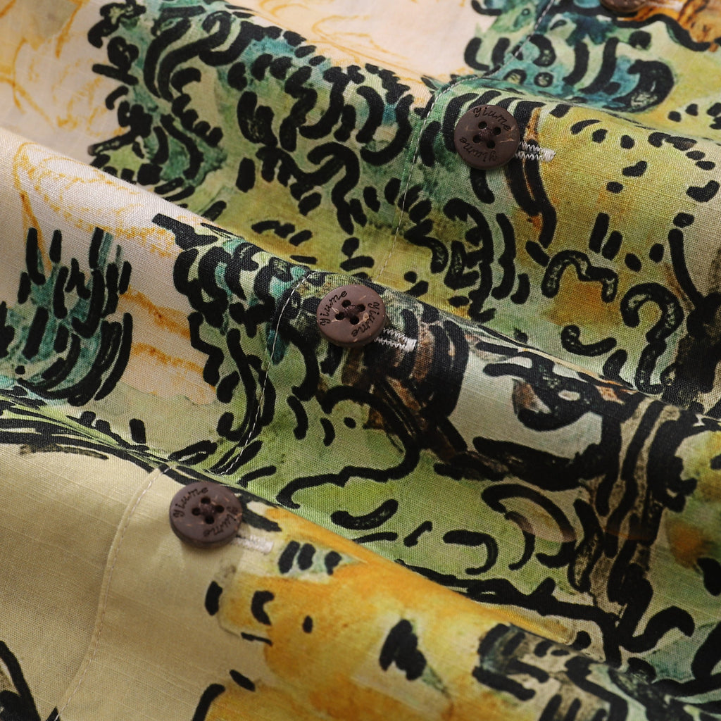Hawaiian Shirt For Men 1950s Vintage Nature's Canvas Shirt Camp Collar 100% Cotton By Sylvia