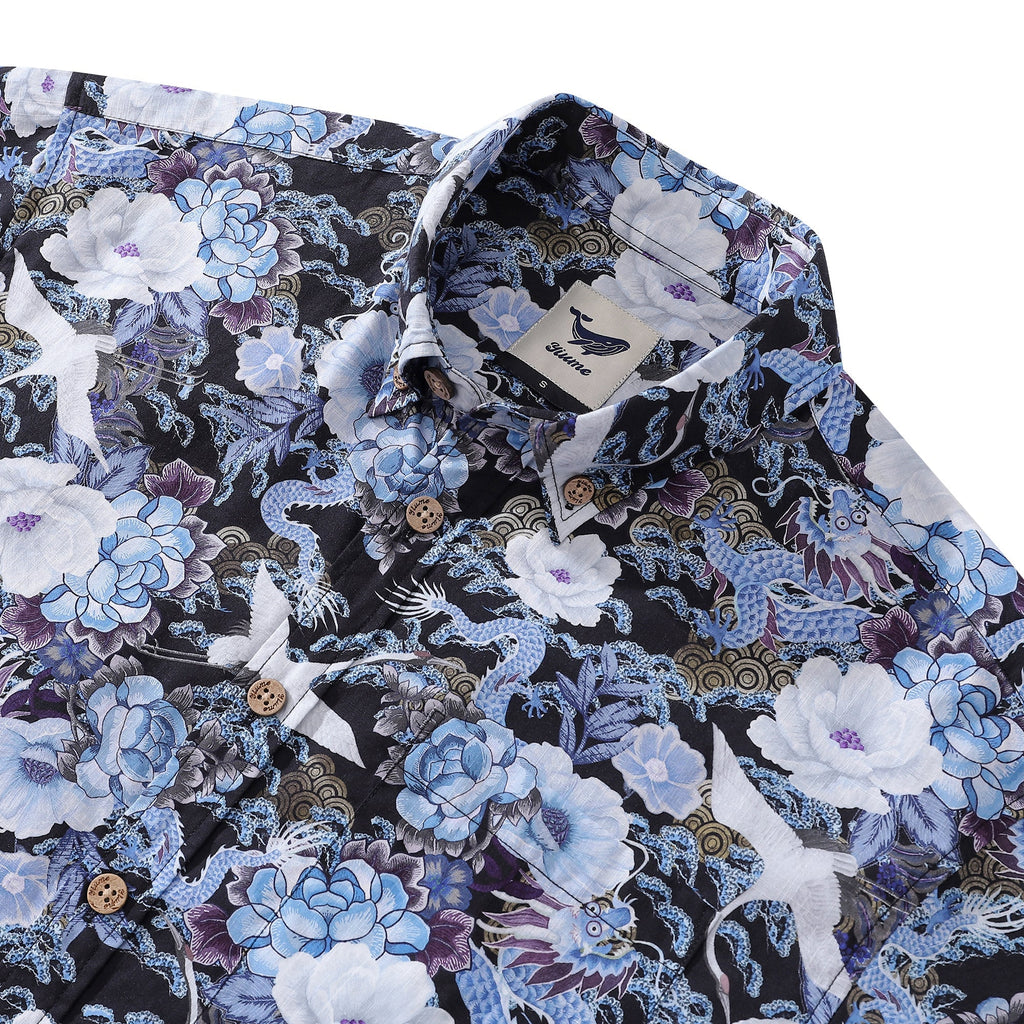 Men's Hawaiian Shirt Mystic Serenity Print Cotton Button-down Short Sleeve Aloha Shirt By Sylvia
