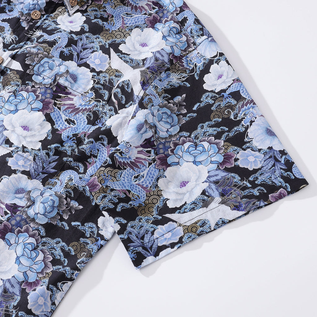 Men's Hawaiian Shirt Mystic Serenity Print Cotton Button-down Short Sleeve Aloha Shirt By Sylvia