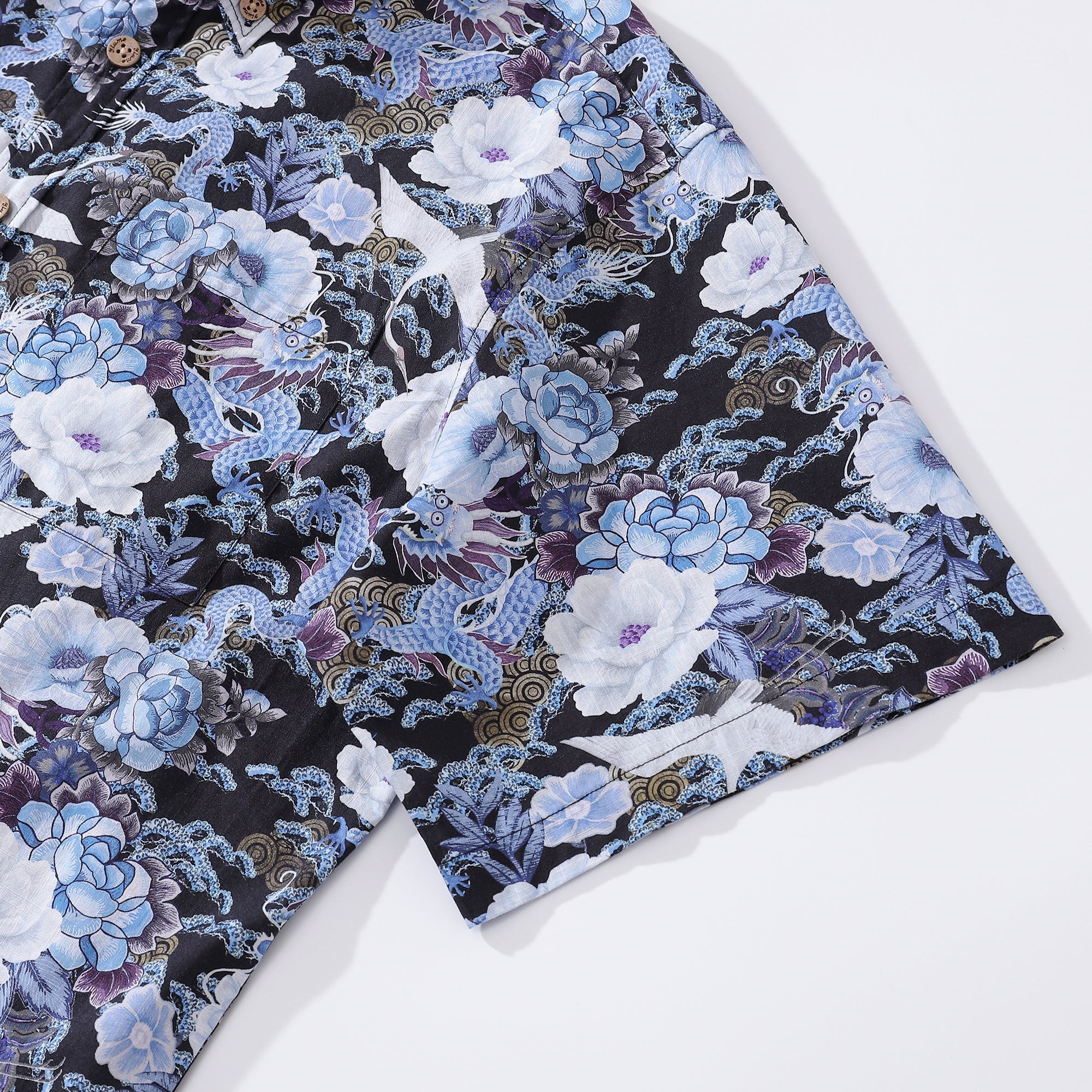 Men's Hawaiian Shirt Mystic Serenity Print Cotton Button-down Short Sleeve Aloha Shirt By Sylvia