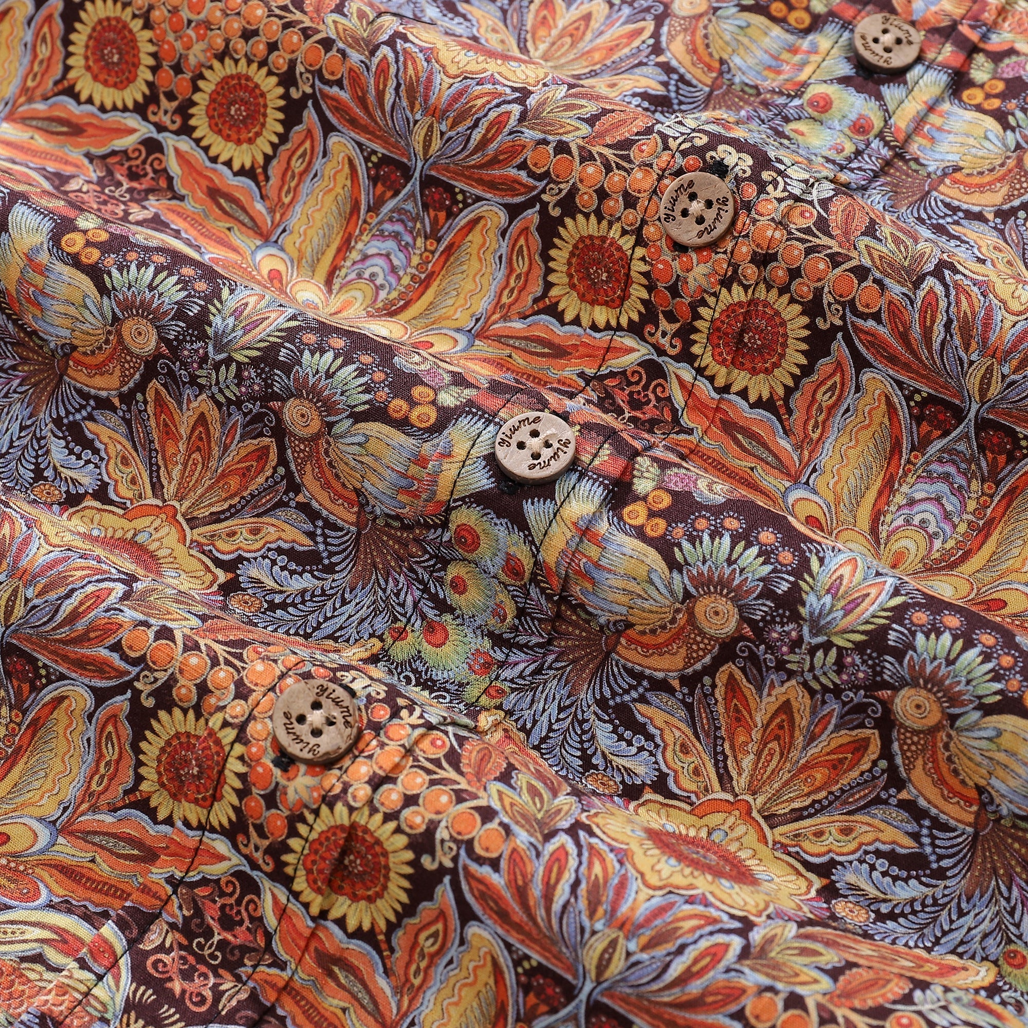 Men's Hawaiian Shirt Mystical Garden Print Cotton 1940s Vintage Short Sleeve Aloha Shirt By Sylvia