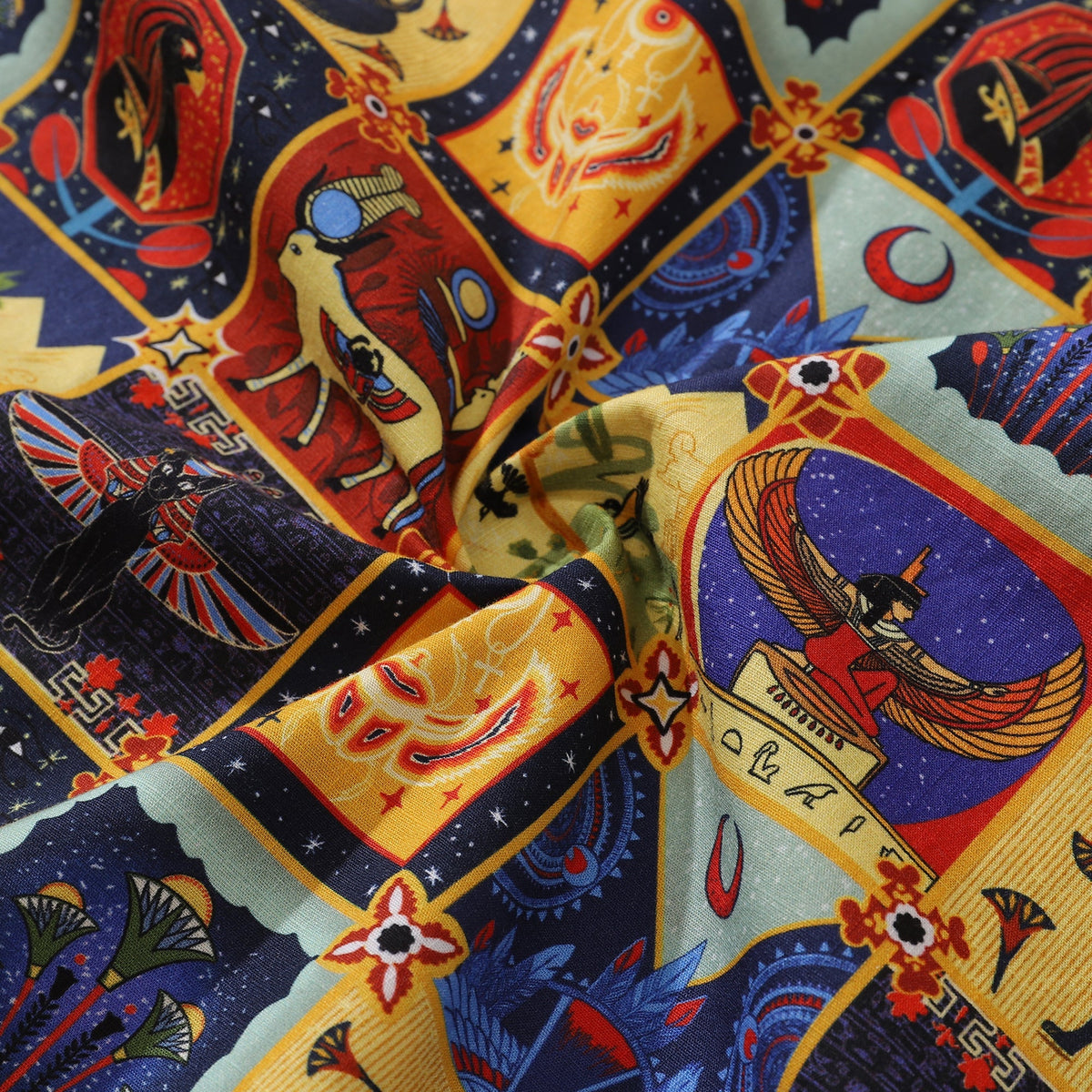 1940s Vintage Hawaiian Shirt For Men Ancient Egyptian Totem Shirt Camp Collar 100% Cotton By Yakima