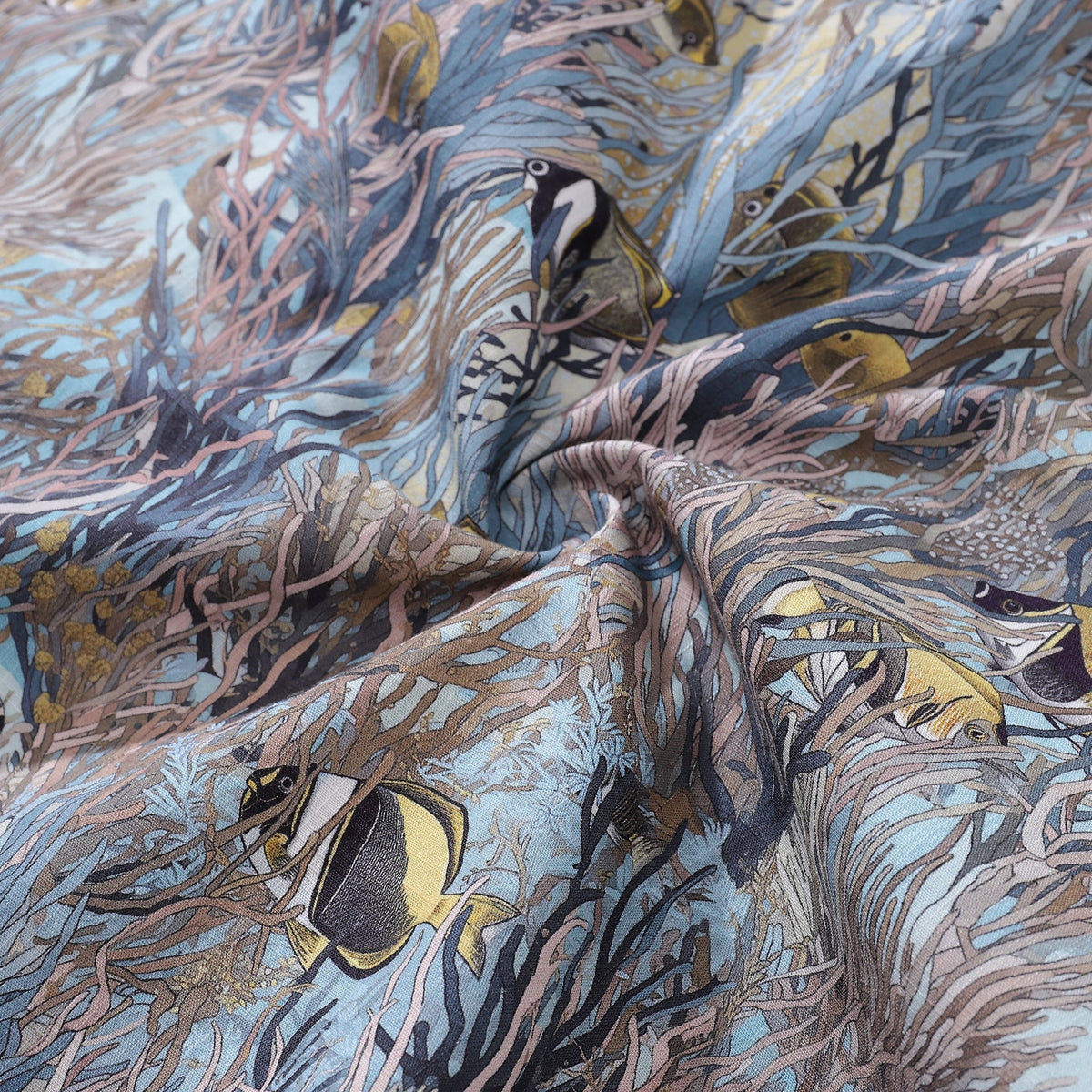 Men's Hawaiian Shirt Dance of the Tropical Fish Print Cotton Button-down Short Sleeve Aloha Shirt By Amy