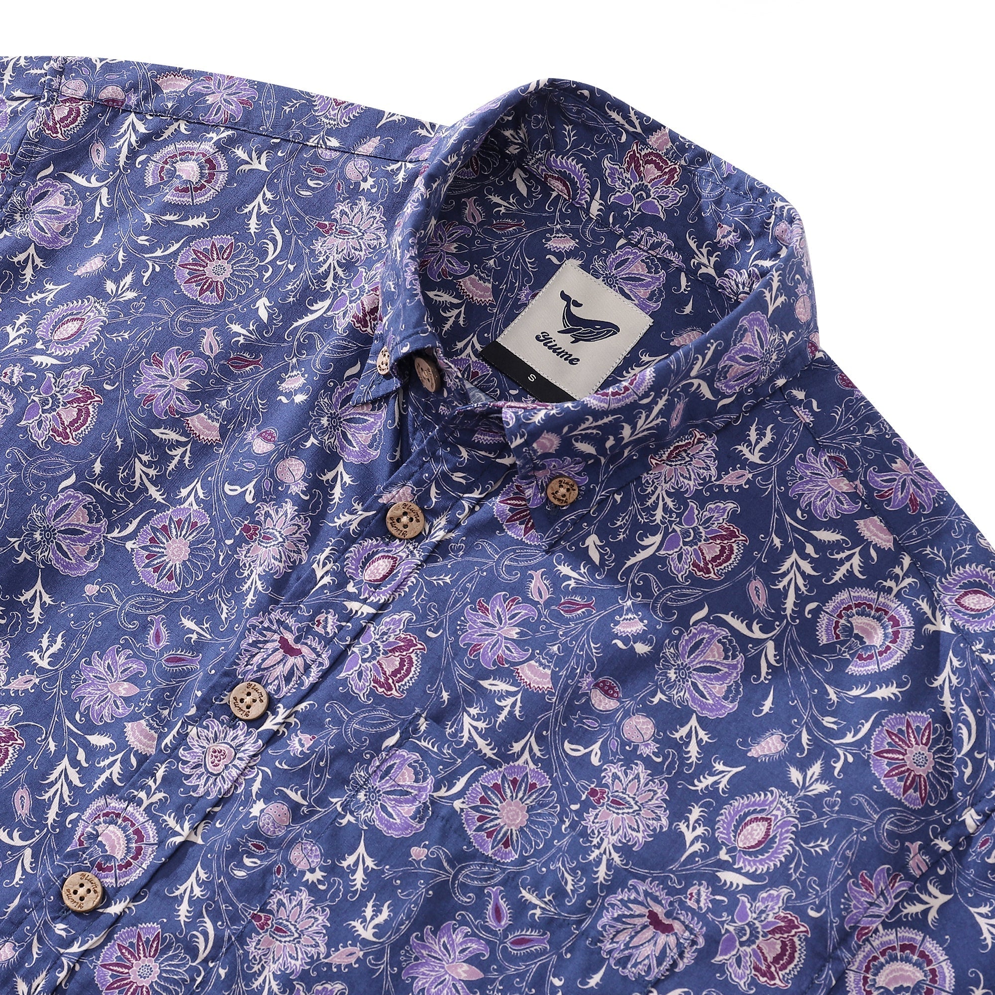 Men's Hawaiian Shirt Mystic Flowers Print Cotton Button-down Short Sleeve Aloha Shirt By Amy