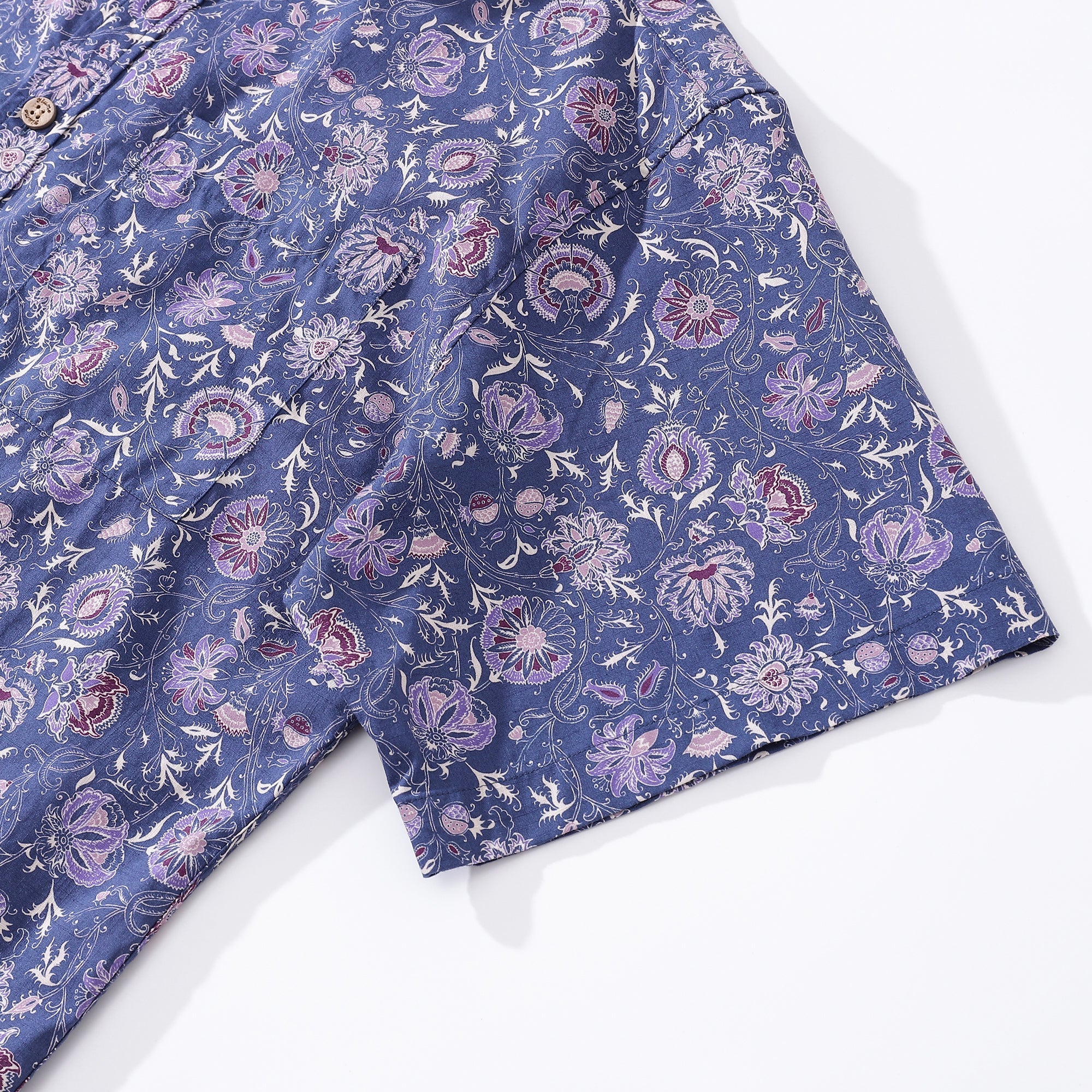 Men's Hawaiian Shirt Mystic Flowers Print Cotton Button-down Short Sleeve Aloha Shirt By Amy