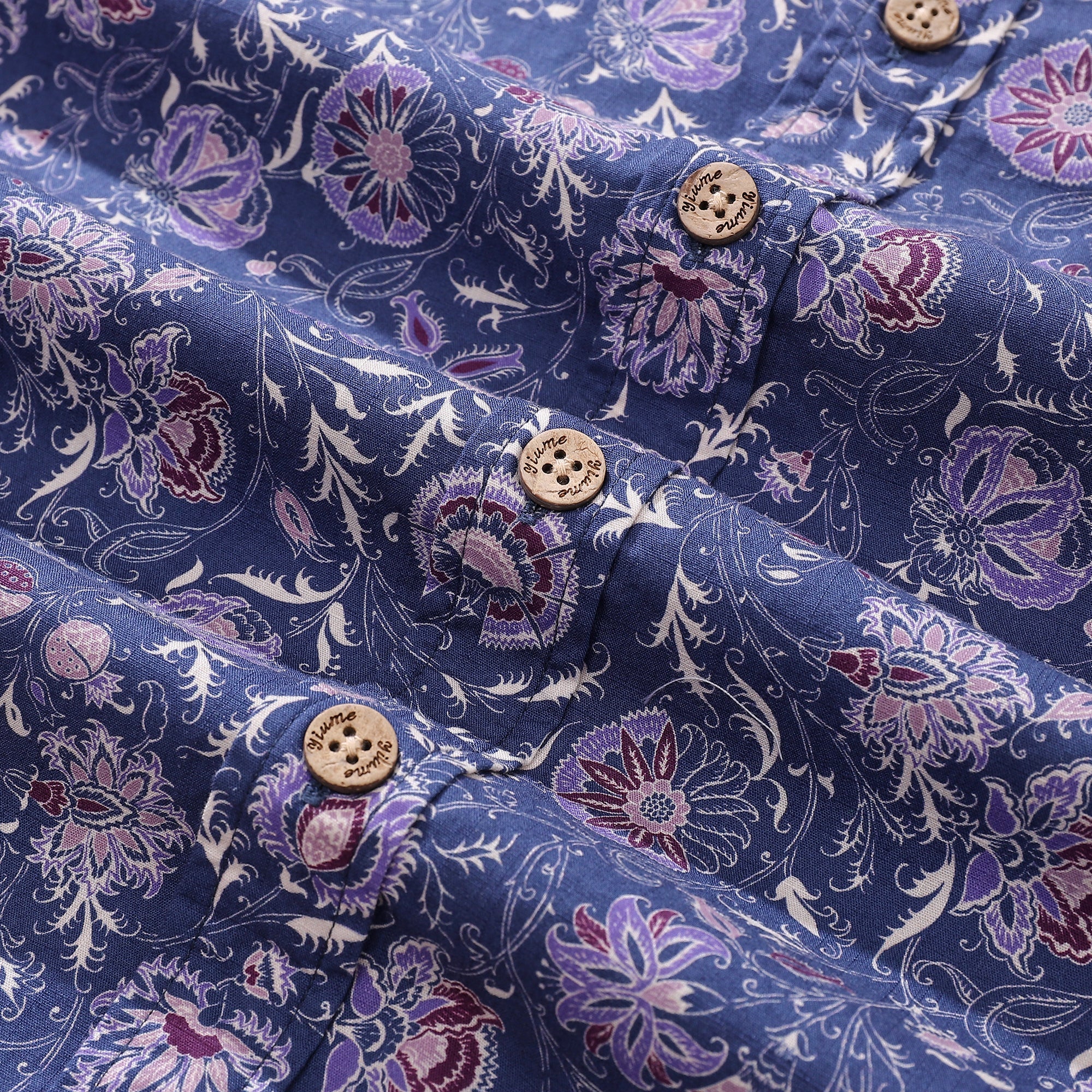 Men's Hawaiian Shirt Mystic Flowers Print Cotton Button-down Short Sleeve Aloha Shirt By Amy