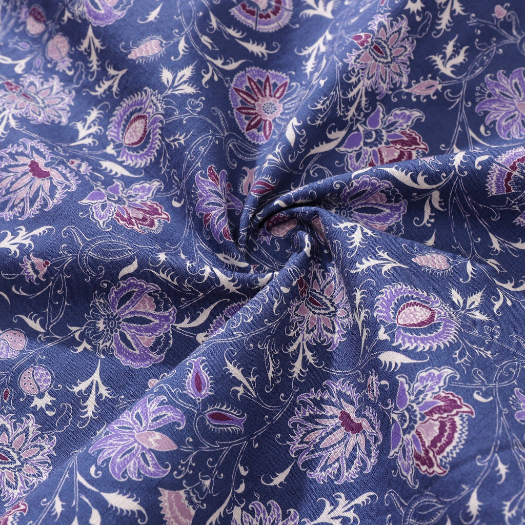 Men's Hawaiian Shirt Mystic Flowers Print Cotton Button-down Short Sleeve Aloha Shirt By Amy