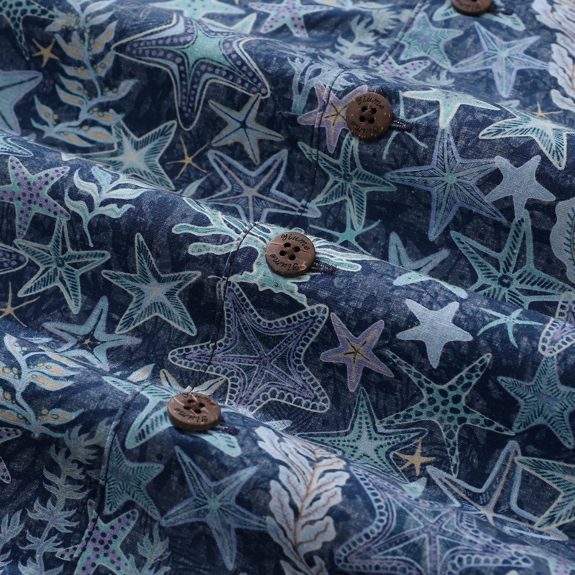 Hawaiian Shirt For Men Sea Stars and Coral Shirt Camp Collar 100% Cotton By Sherry