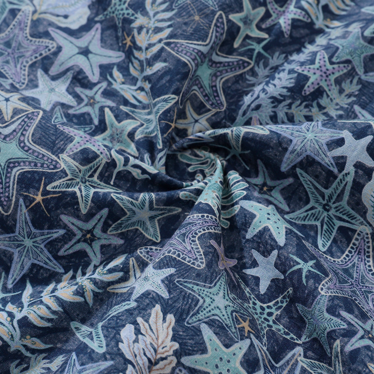 Hawaiian Shirt For Men Sea Stars and Coral Shirt Camp Collar 100% Cotton By Sherry