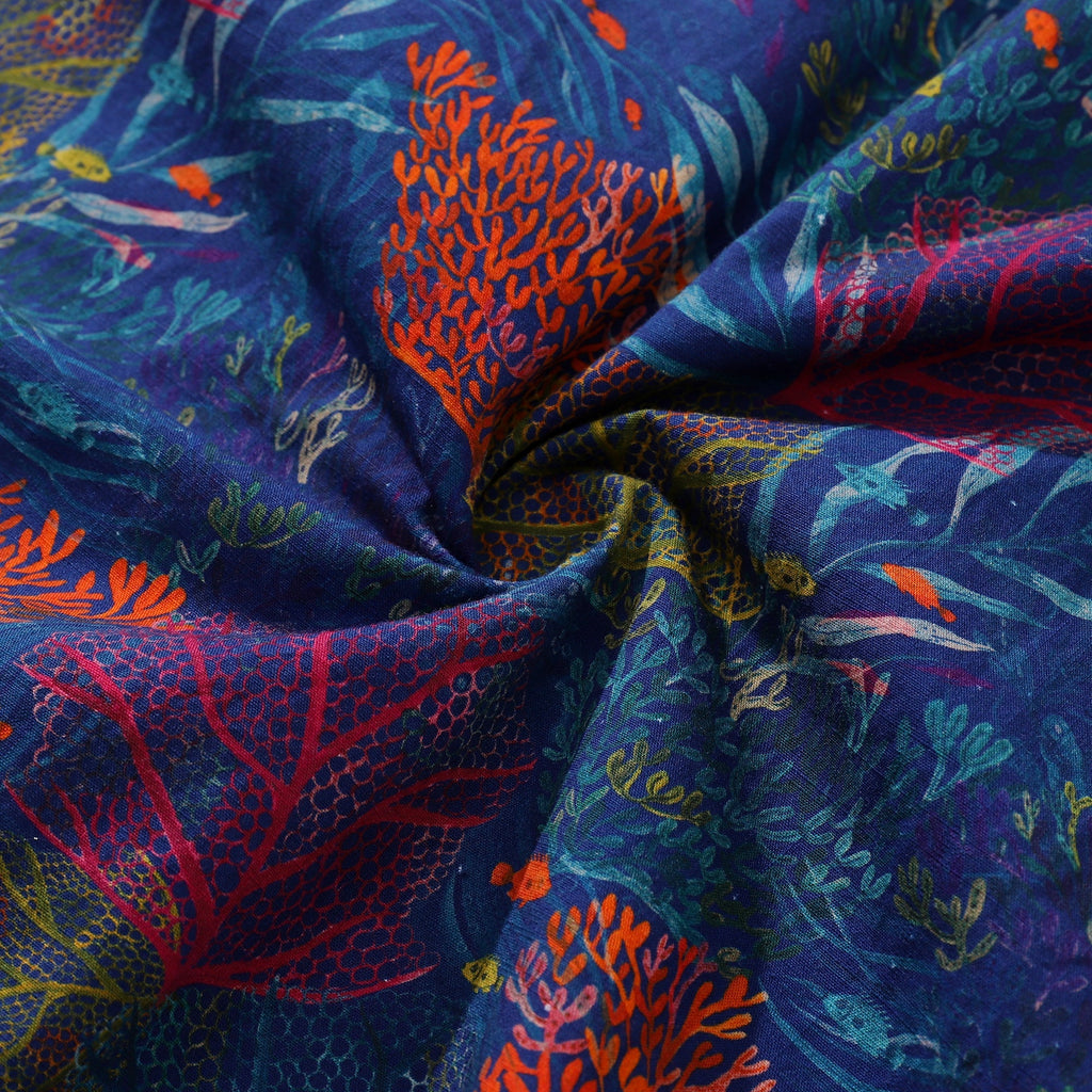 Hawaiian Shirt For The Aquarium By Andersson Grace Shirt Camp Collar 100% Cotton