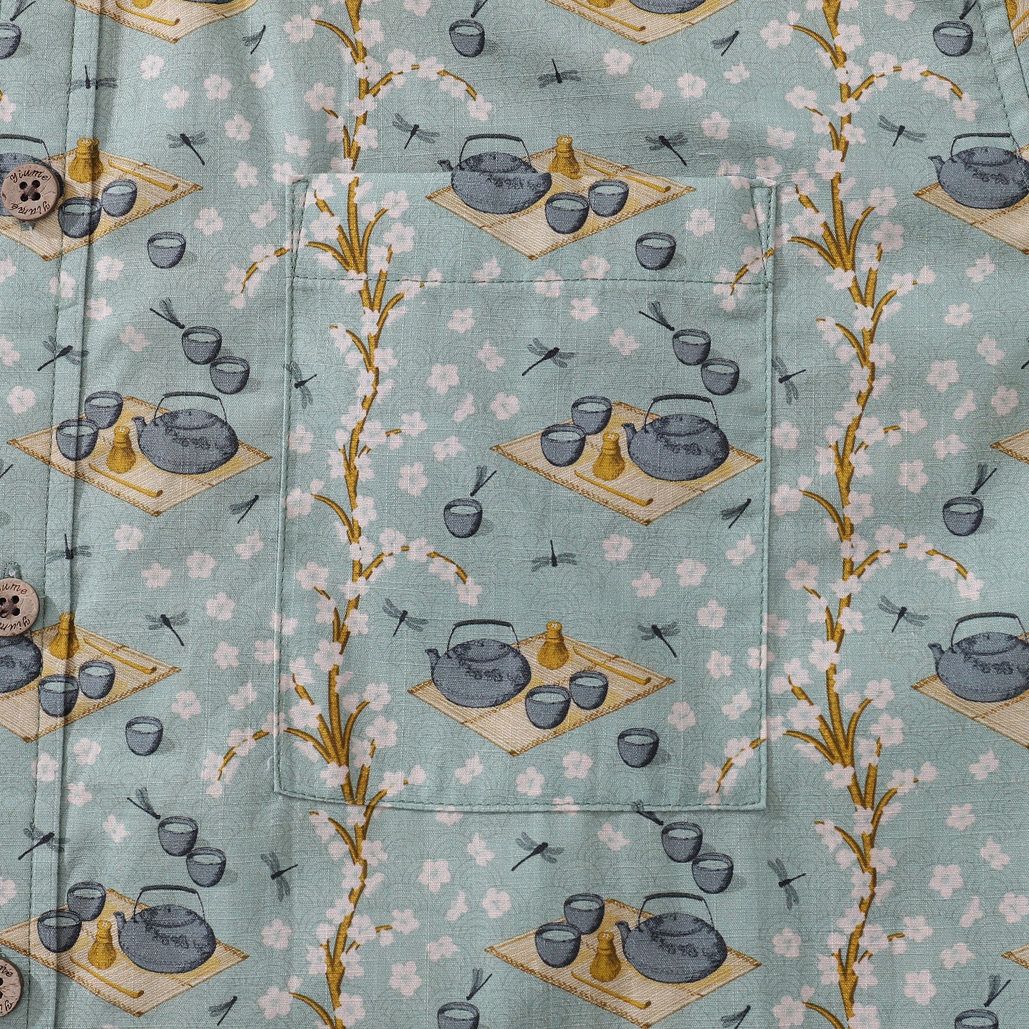 Men's Hawaiian Shirt Tea Ceremony By ME.COCO.DESIGN Cotton Button-down Short Sleeve Aloha Shirt