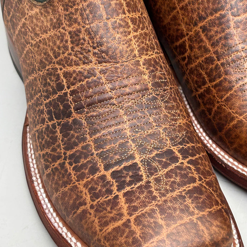 Tony Lama Tapadera Walnut Elephant Print Cowhide Style #TL317 Men's Size 10 EE