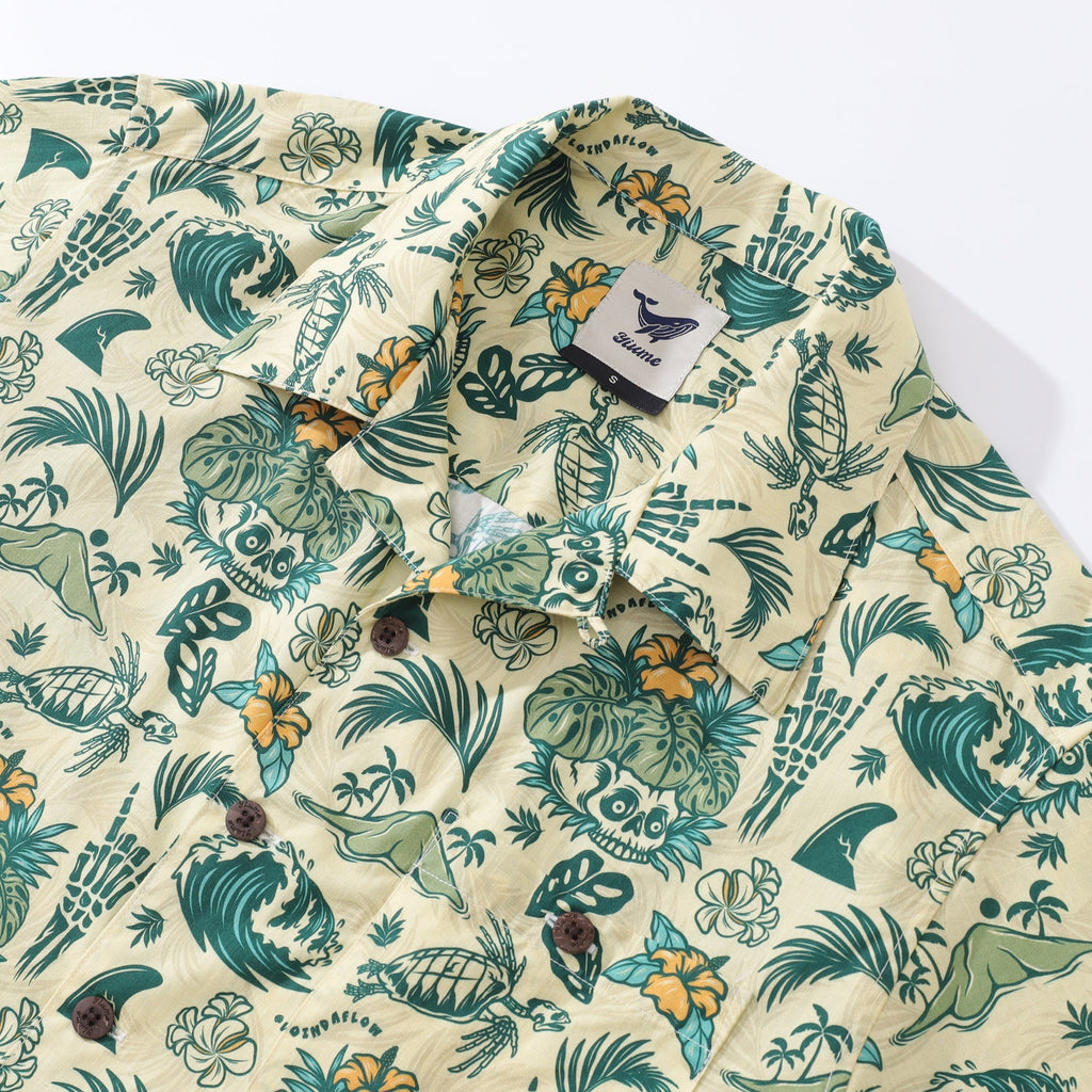 Men's Hawaiian Shirt Tropical Surf Punk Pattern By Laihha Organna Cotton Camp collar Short Sleeve Aloha Shirt