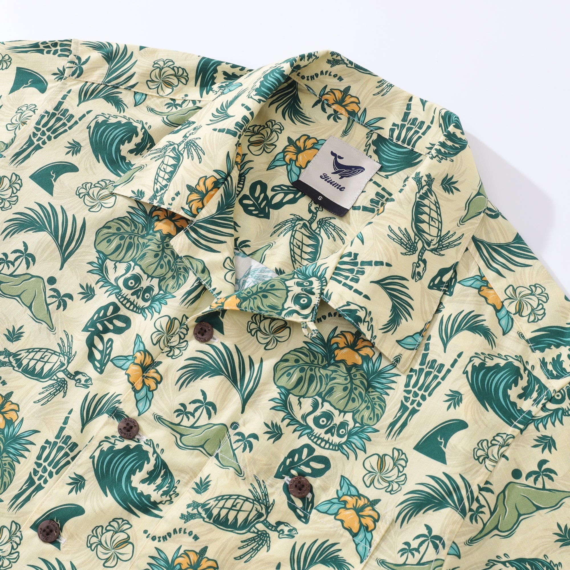 Men's Hawaiian Shirt Tropical Surf Punk Pattern By Laihha Organna Cotton Camp collar Short Sleeve Aloha Shirt