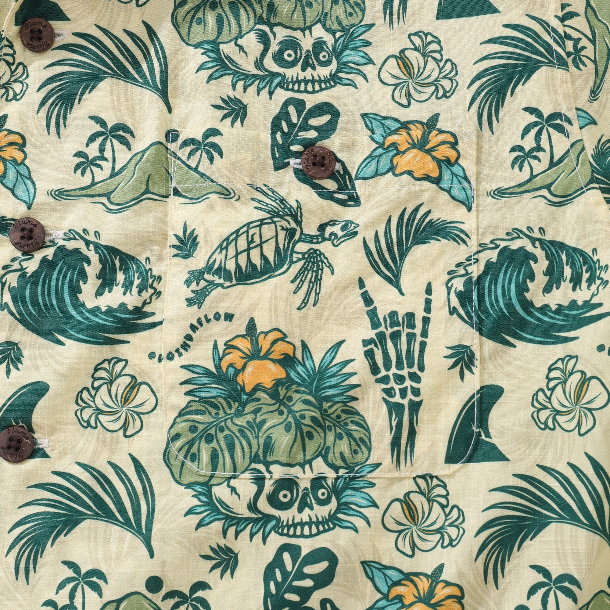 Men's Hawaiian Shirt Tropical Surf Punk Pattern By Laihha Organna Cotton Camp collar Short Sleeve Aloha Shirt