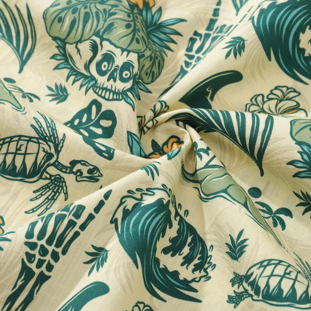 Men's Hawaiian Shirt Tropical Surf Punk Pattern By Laihha Organna Cotton Camp collar Short Sleeve Aloha Shirt