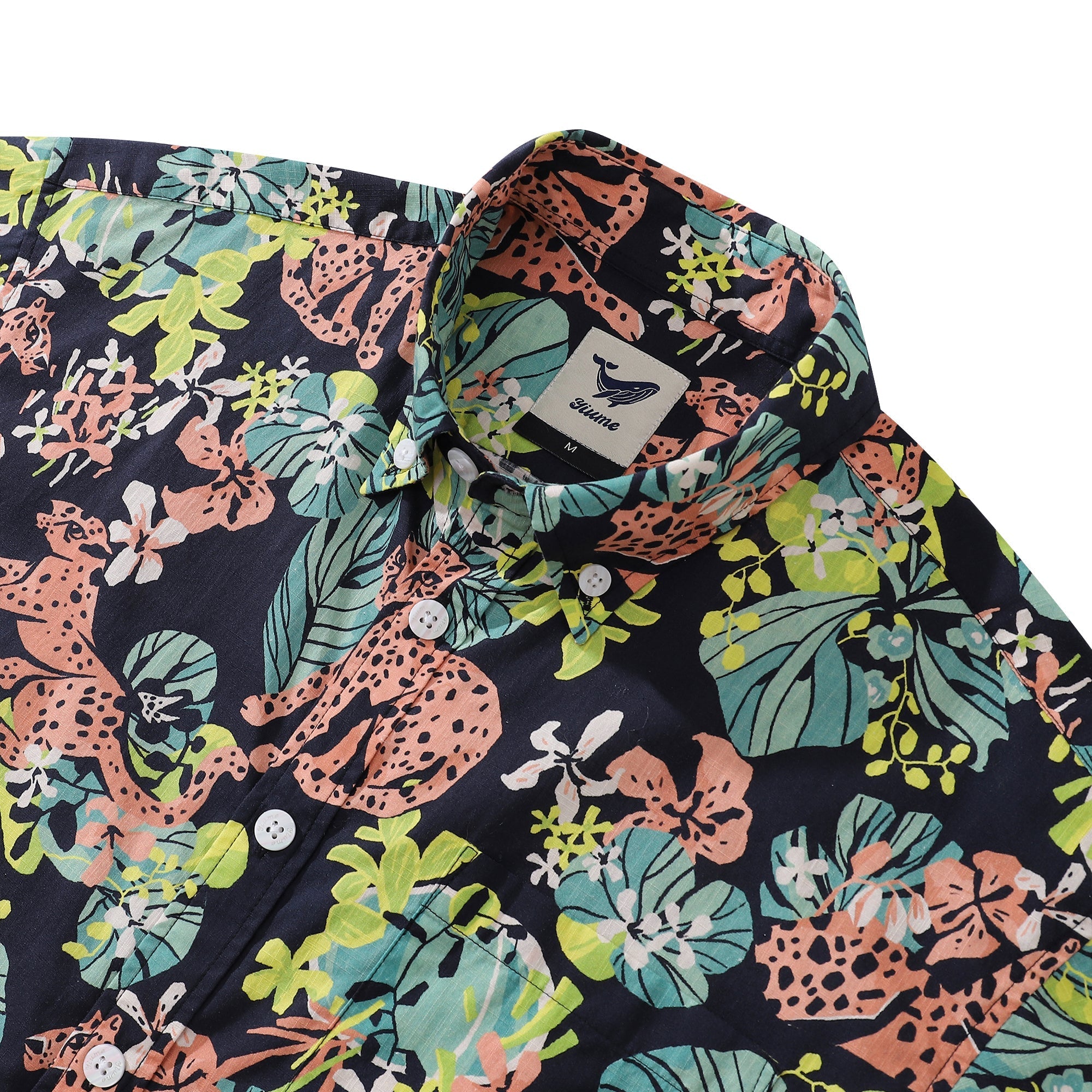 Men's Hawaiian Shirt Tropical Rainforest Print Cotton Button-down Short Sleeve Aloha Shirt By Evan