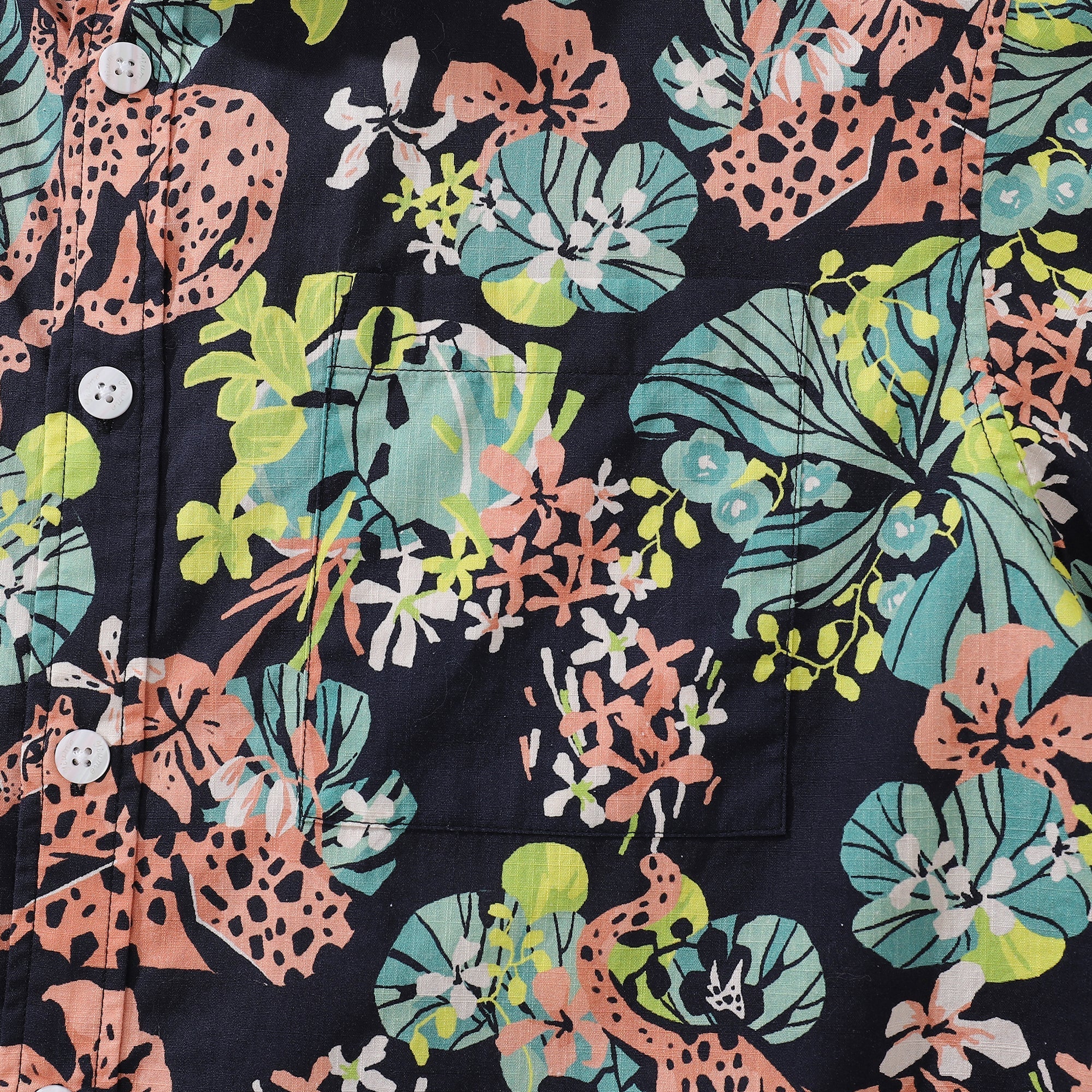 Men's Hawaiian Shirt Tropical Rainforest Print Cotton Button-down Short Sleeve Aloha Shirt By Evan