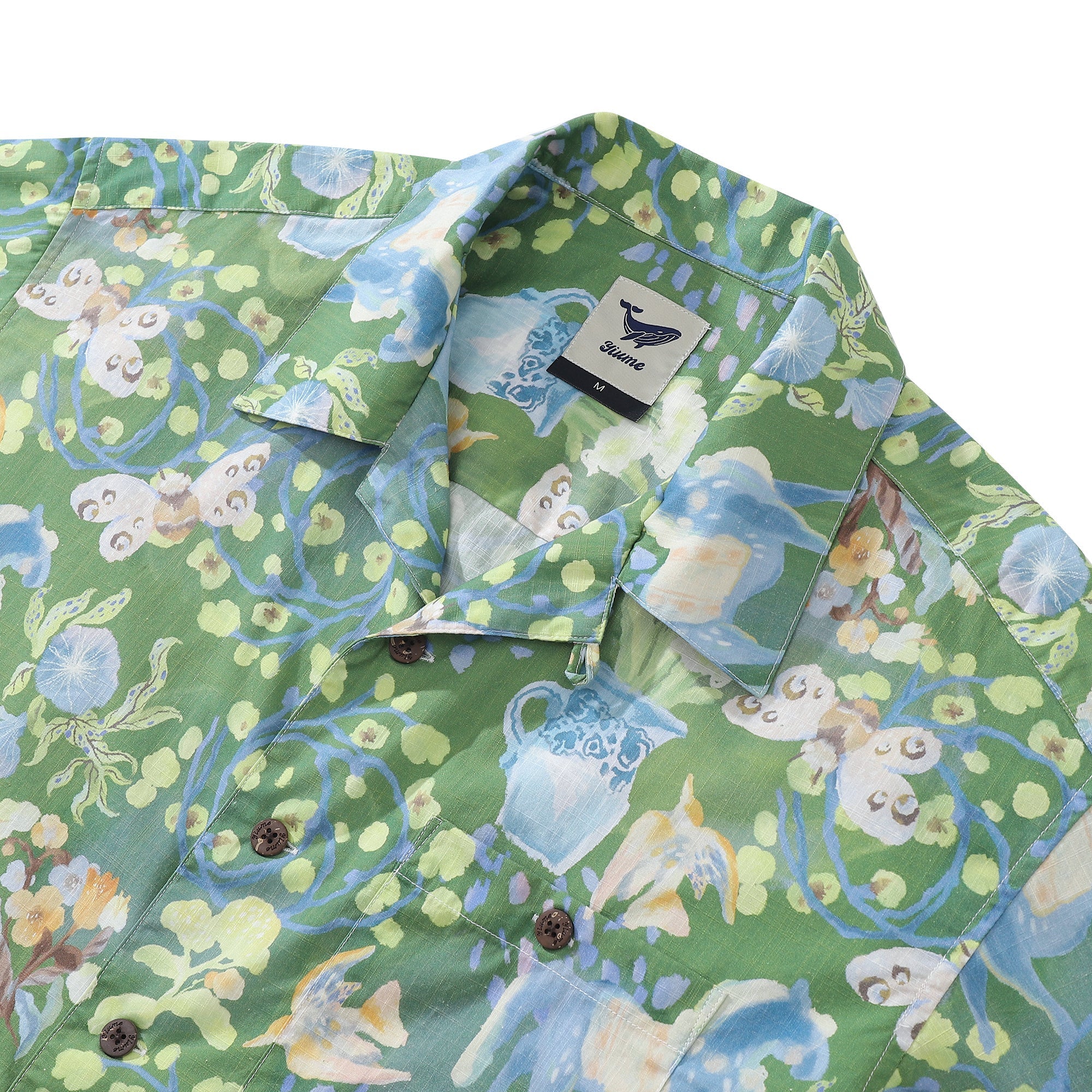 Men's Hawaiian Shirt Fantasy Garden Print Cotton Button-down Short Sleeve Aloha Shirt By Evan