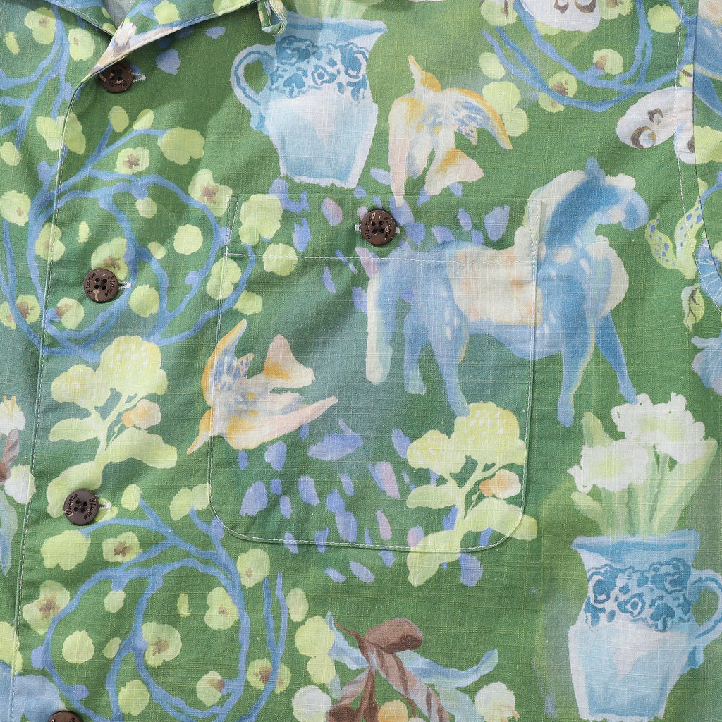 Men's Hawaiian Shirt Fantasy Garden Print Cotton Button-down Short Sleeve Aloha Shirt By Evan