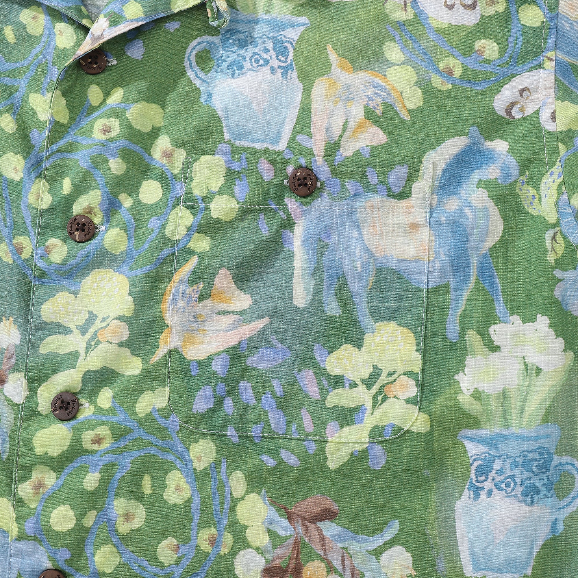 Men's Hawaiian Shirt Fantasy Garden Print Cotton Button-down Short Sleeve Aloha Shirt By Evan