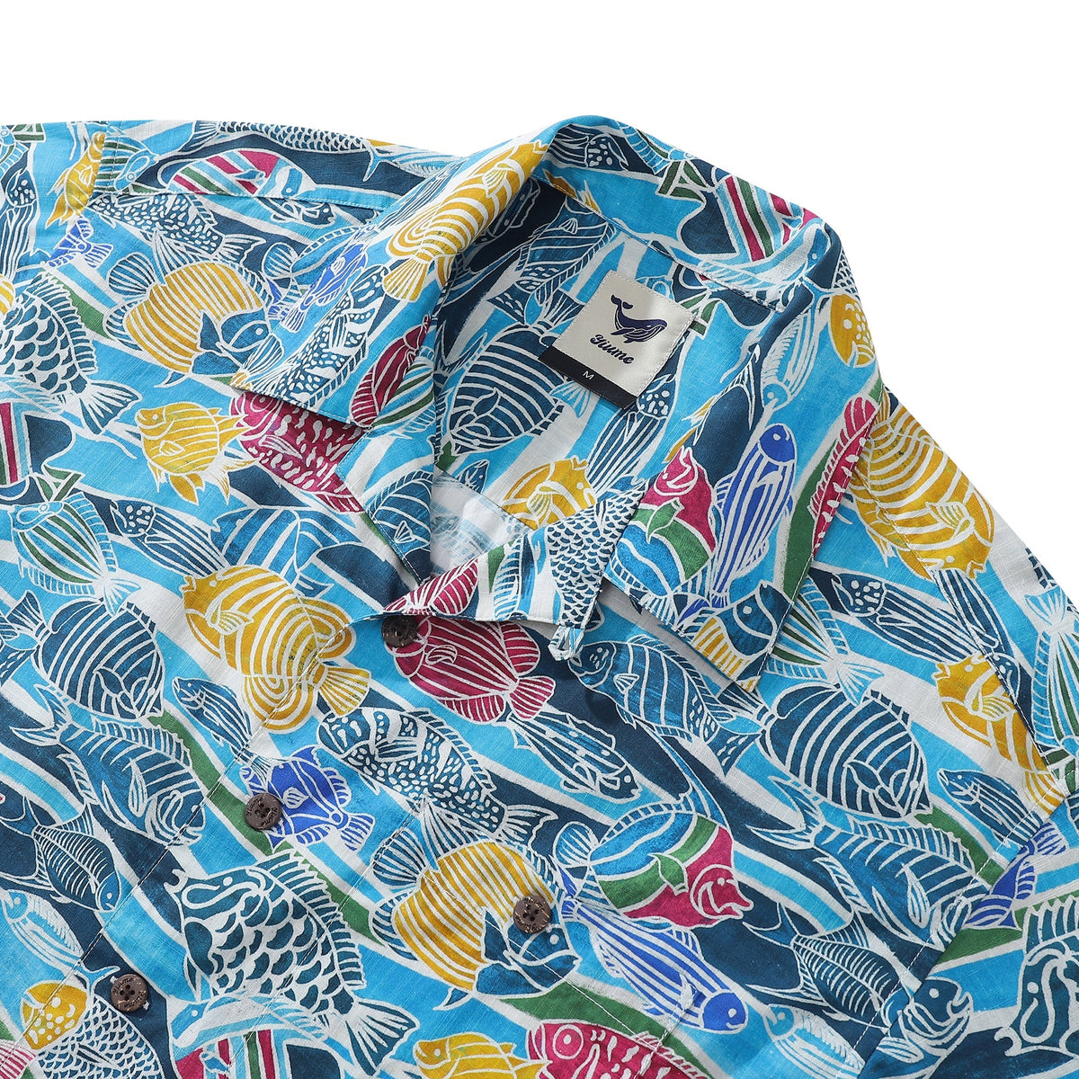 Hawaiian Shirt For Men Colored Fish Shirt Camp Collar 100% Cotton By Amy