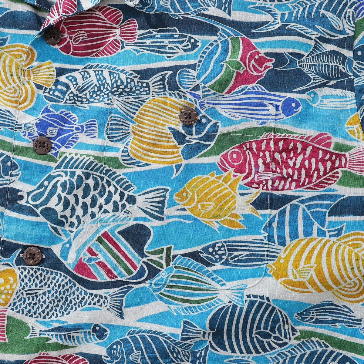 Hawaiian Shirt For Men Colored Fish Shirt Camp Collar 100% Cotton By Amy
