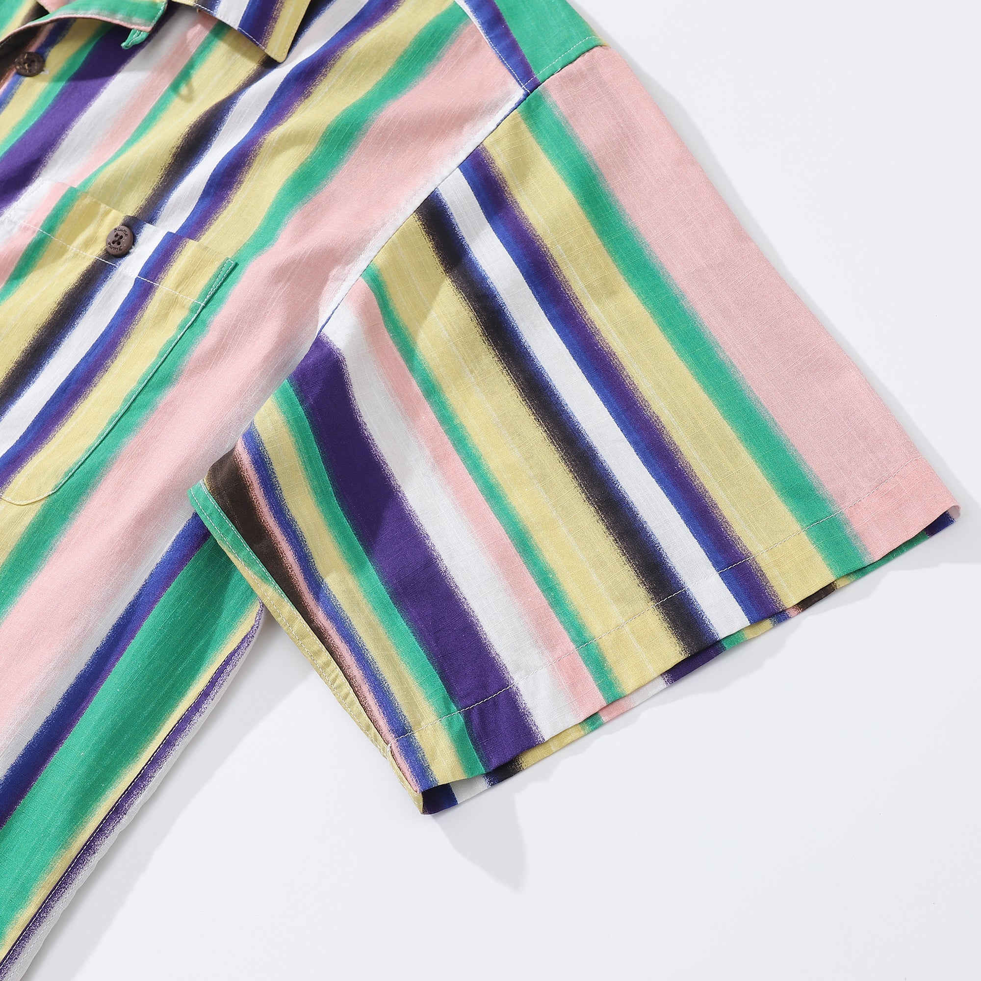 Hawaiian Shirt For Men Rainbow Stripe Shirt Camp Collar 100% Cotton By Amy