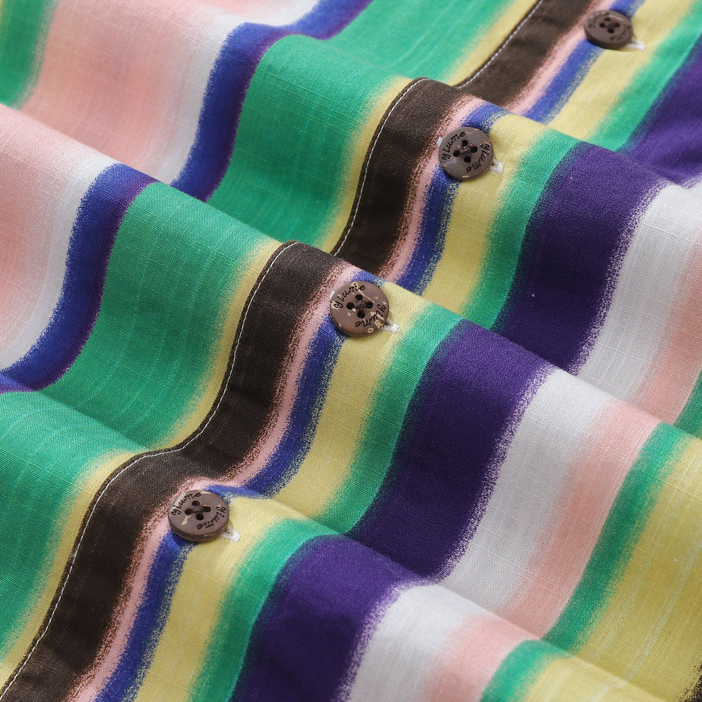 Hawaiian Shirt For Men Rainbow Stripe Shirt Camp Collar 100% Cotton By Amy