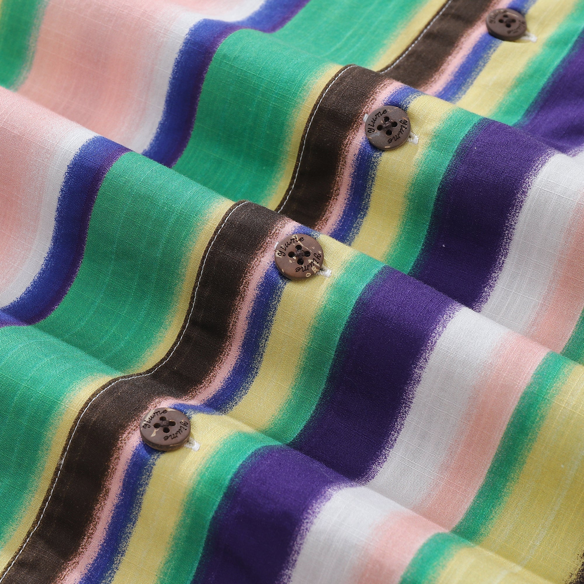 Hawaiian Shirt For Men Rainbow Stripe Shirt Camp Collar 100% Cotton By Amy