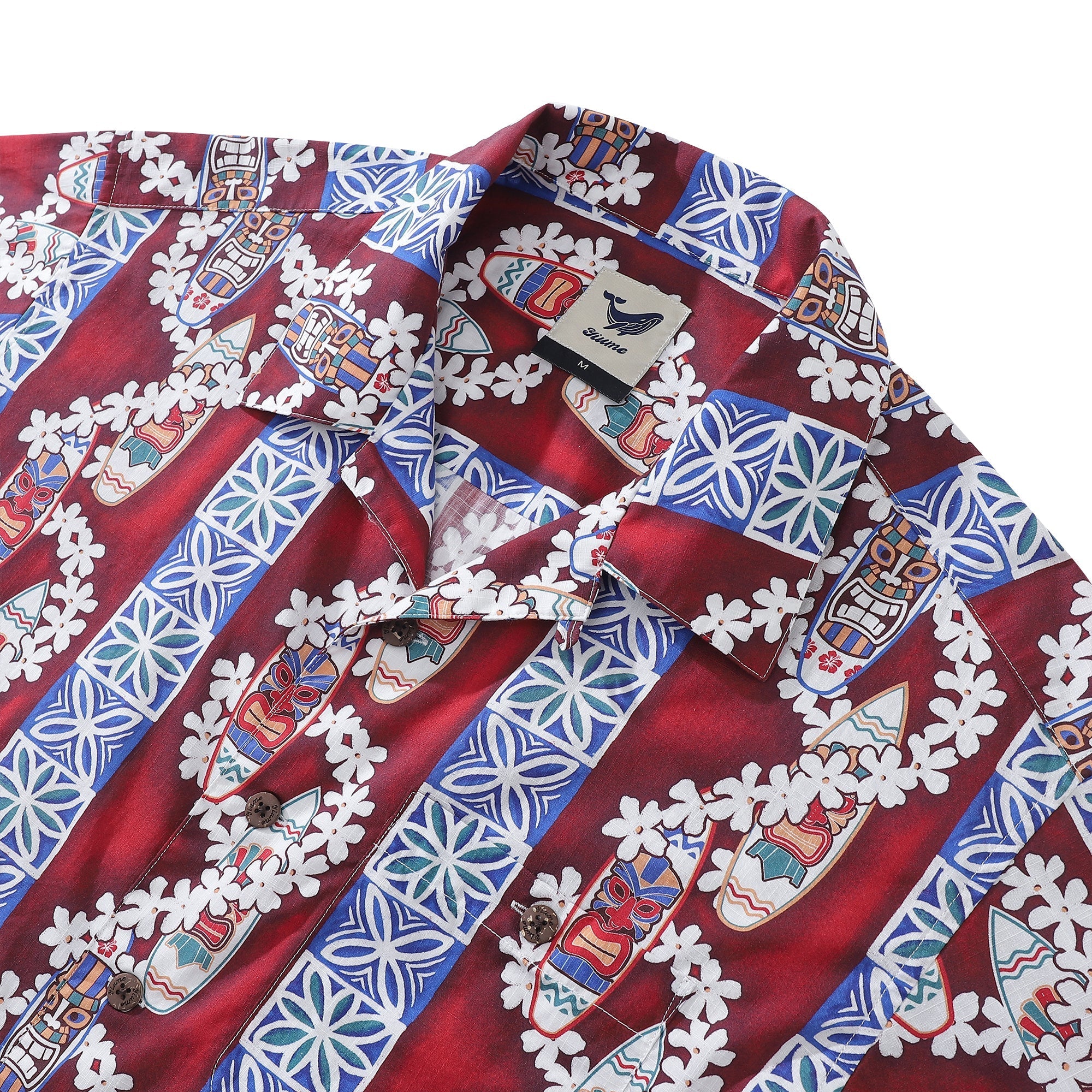 Hawaiian Shirt For Men Surfboard and Lei Shirt Camp Collar 100% Cotton By Amy