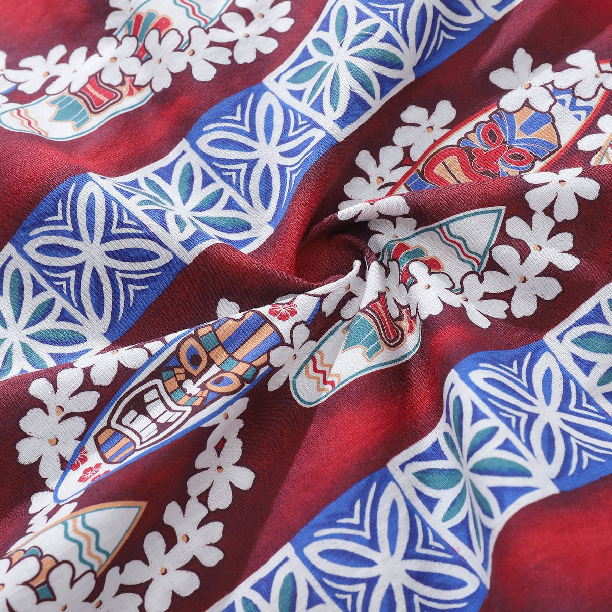 Hawaiian Shirt For Men Surfboard and Lei Shirt Camp Collar 100% Cotton By Amy