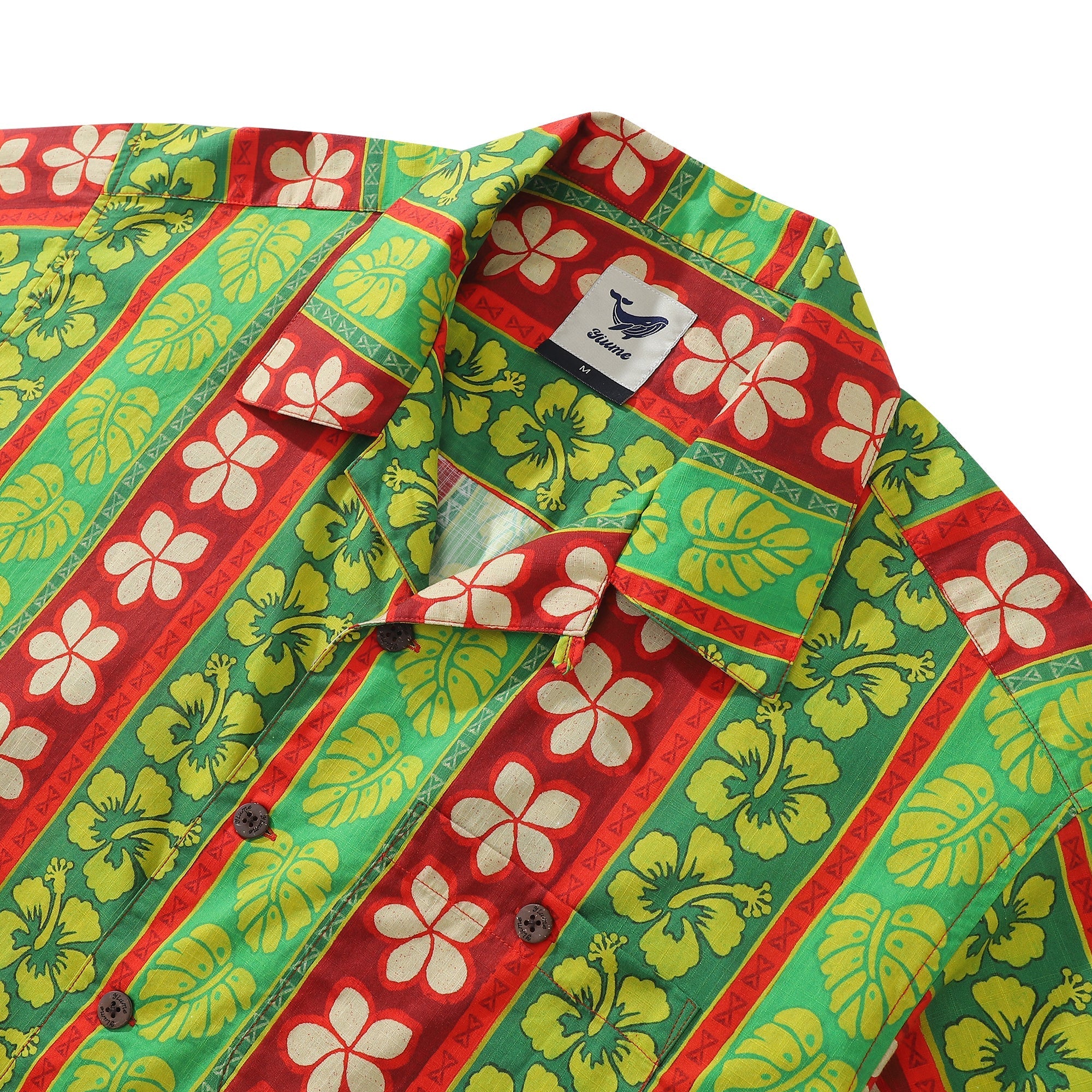 Hawaiian Shirt For Men Vertical Garden Shirt Camp Collar 100% Cotton By Amy