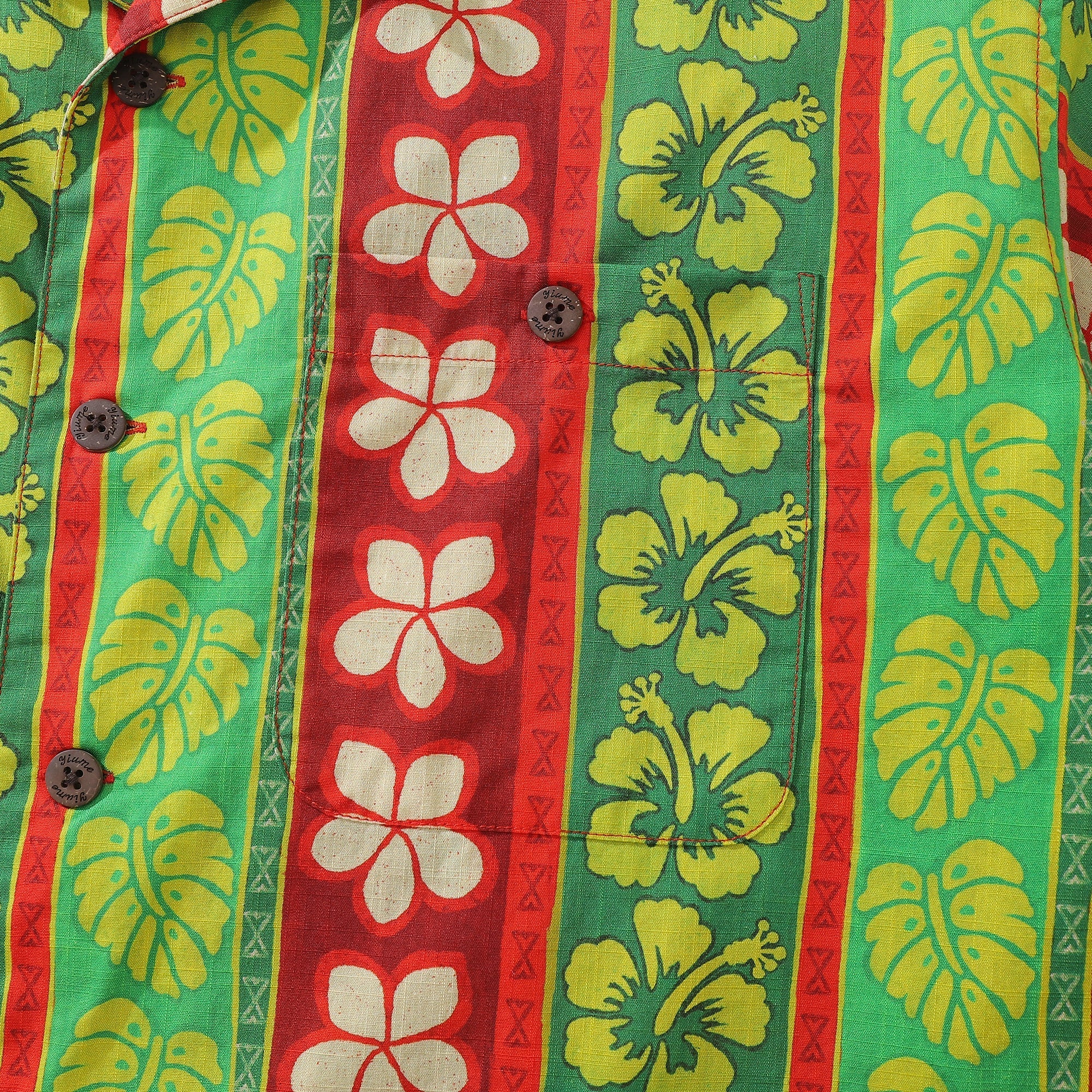 Hawaiian Shirt For Men Vertical Garden Shirt Camp Collar 100% Cotton By Amy