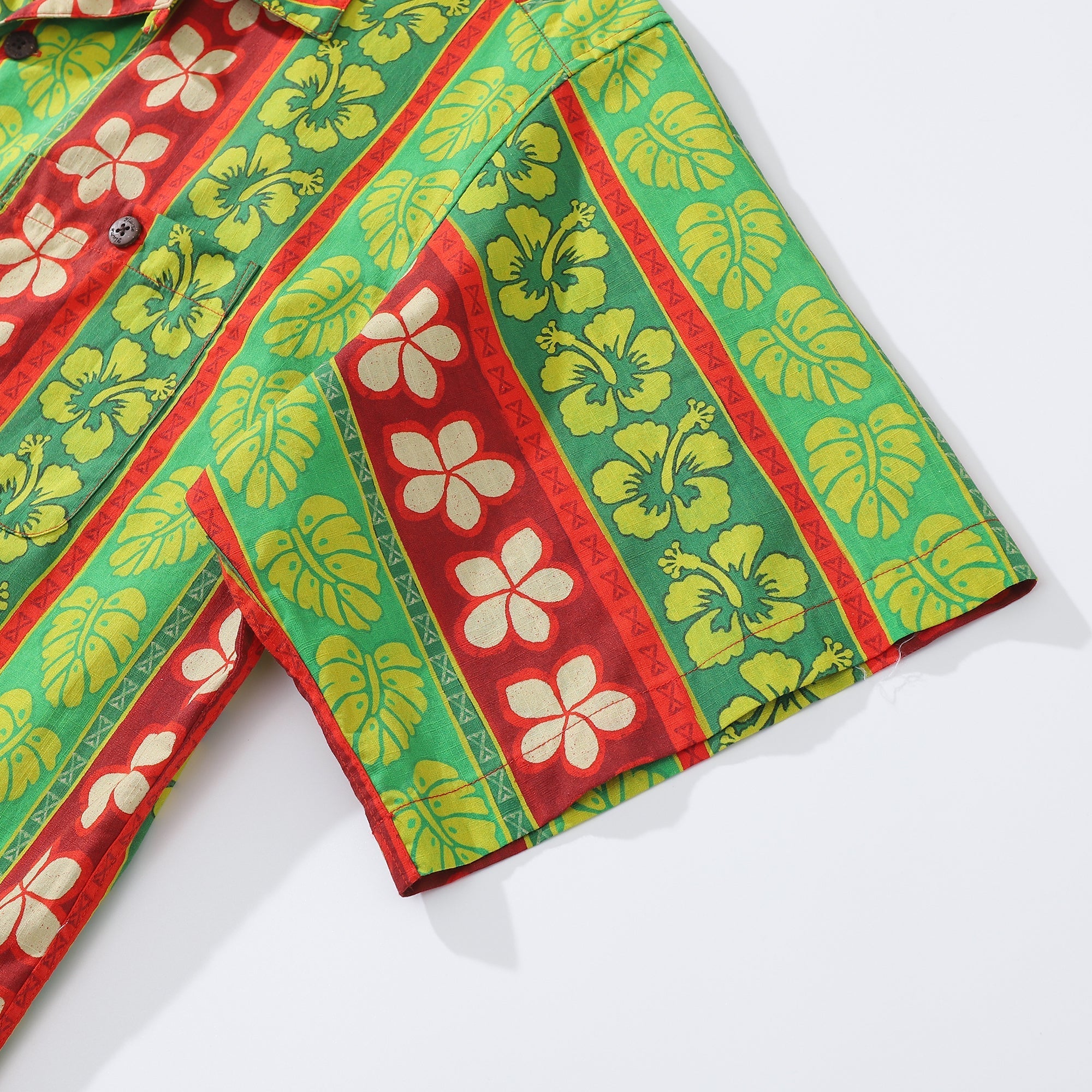 Hawaiian Shirt For Men Vertical Garden Shirt Camp Collar 100% Cotton By Amy