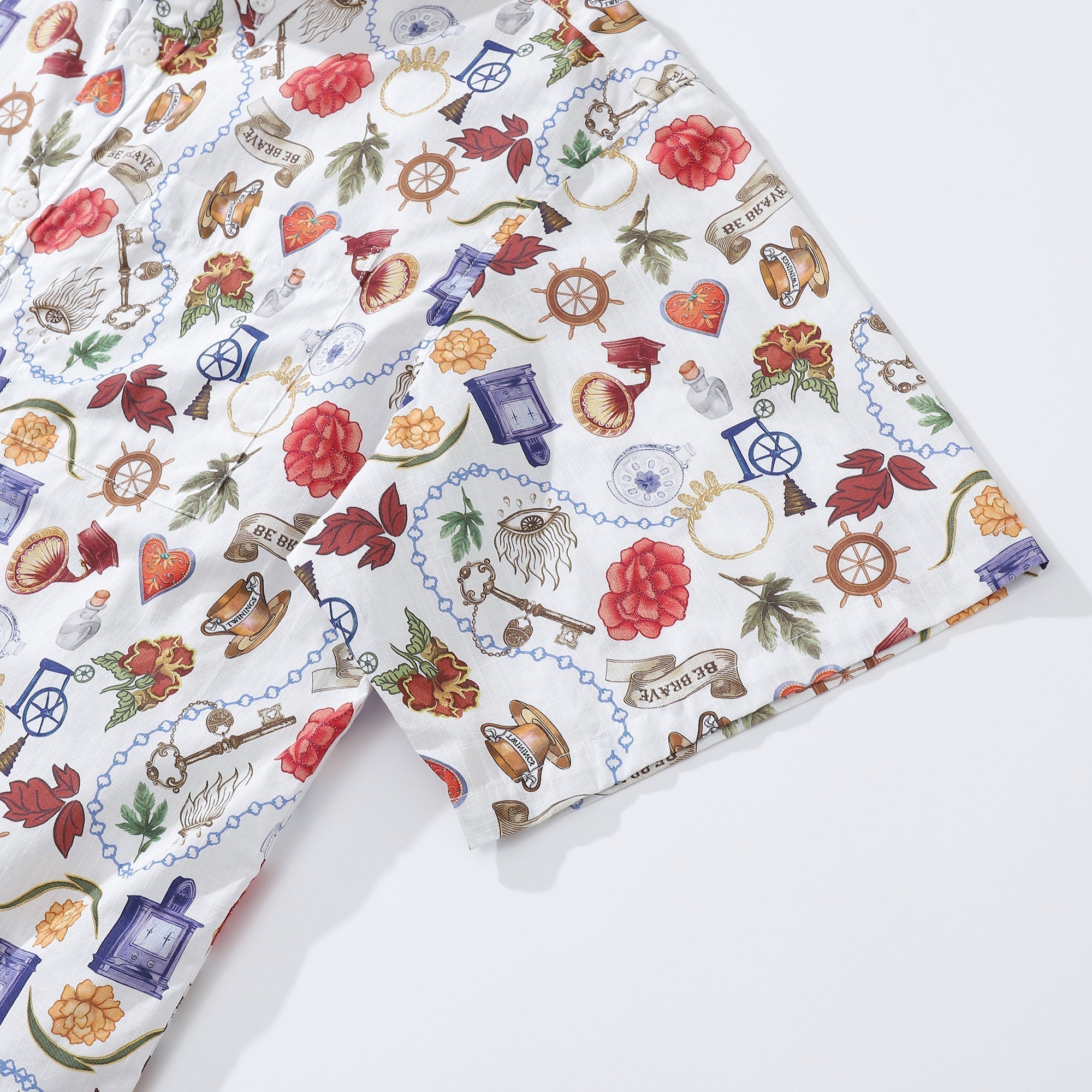Men's Hawaiian Shirt Vintage Grocery Store Print Cotton Button-down Short Sleeve Aloha Shirt By Sylvia