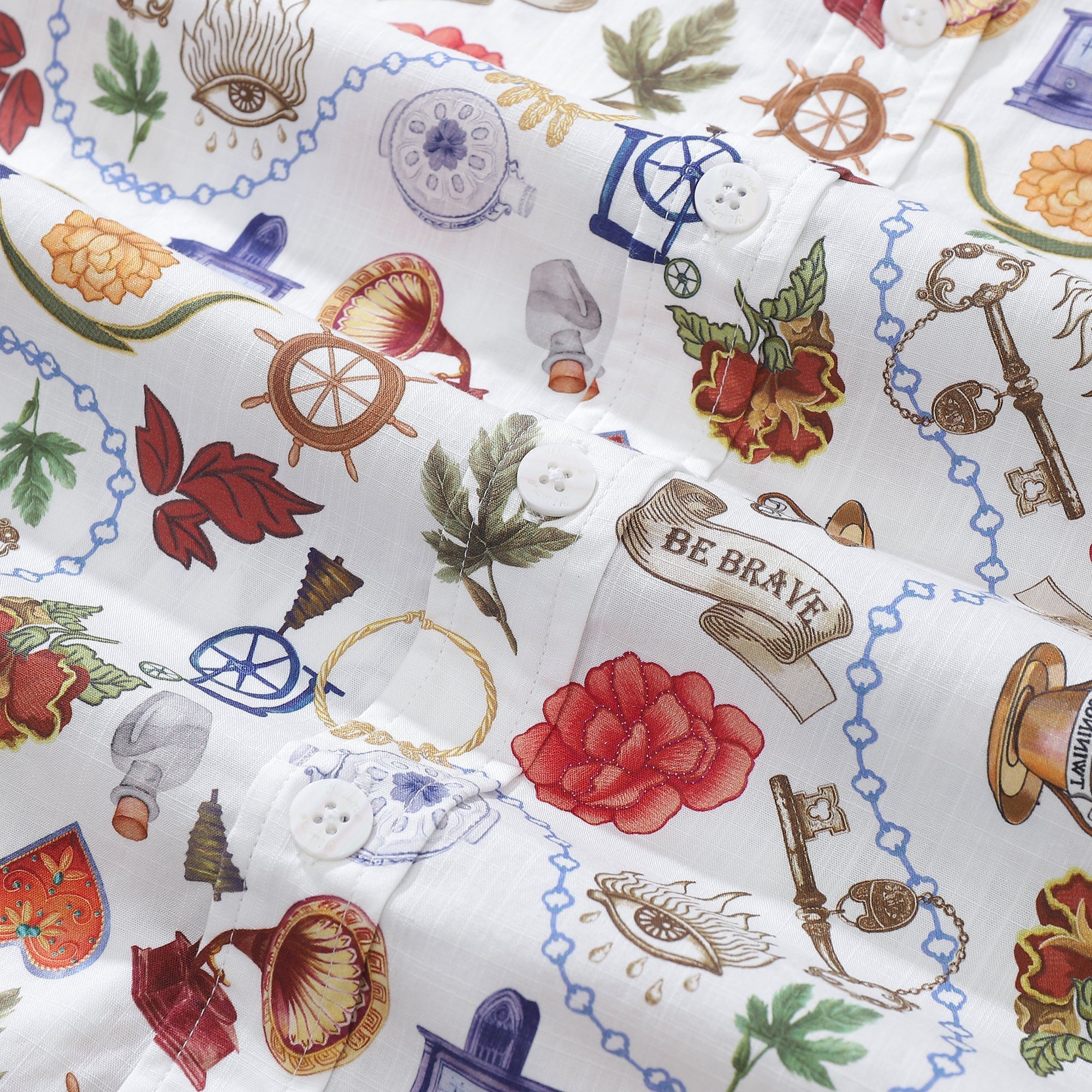 Men's Hawaiian Shirt Vintage Grocery Store Print Cotton Button-down Short Sleeve Aloha Shirt By Sylvia