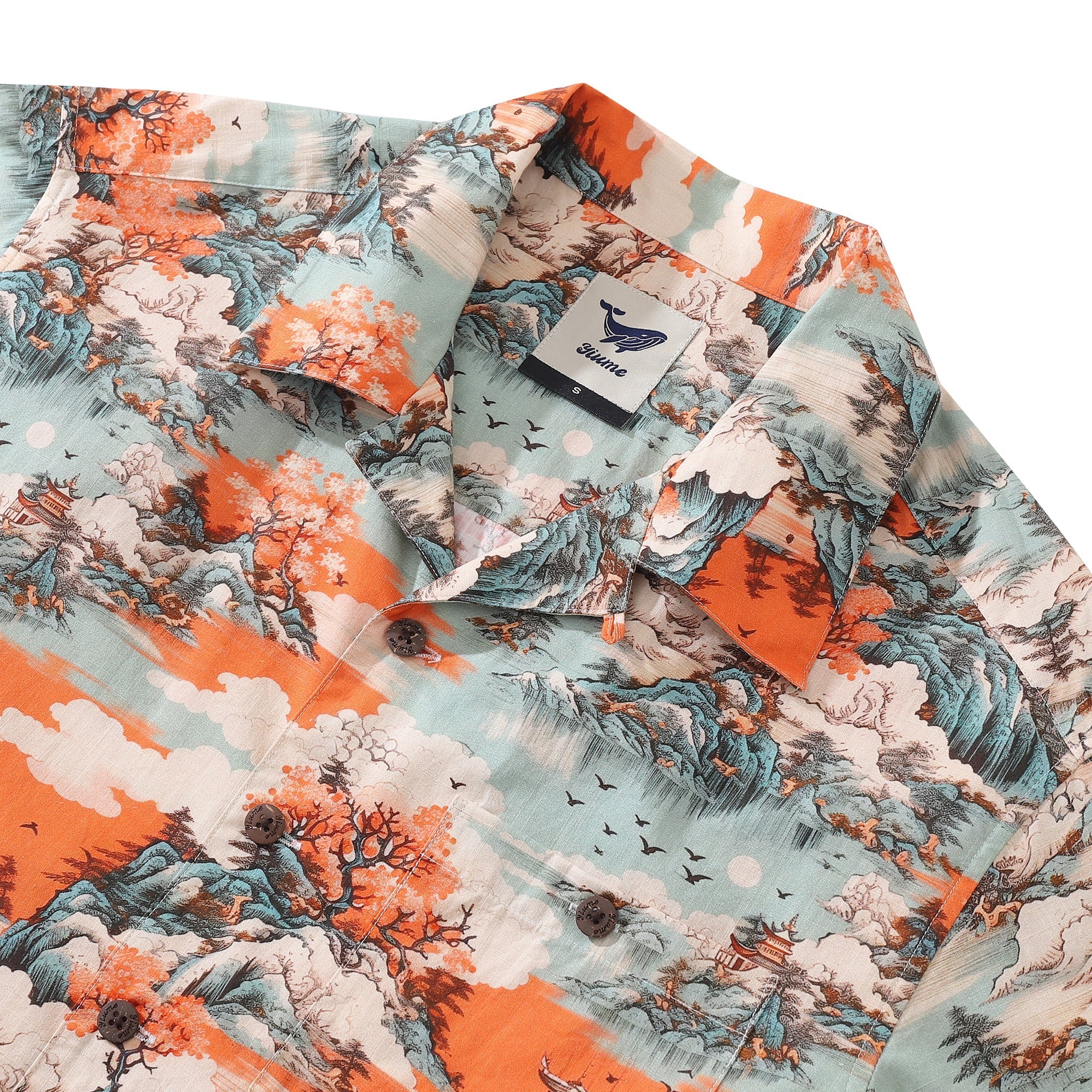 Hawaiian Shirt For Men 1950s Vintage Nature's Majesty Shirt Camp Collar 100% Cotton By Amy