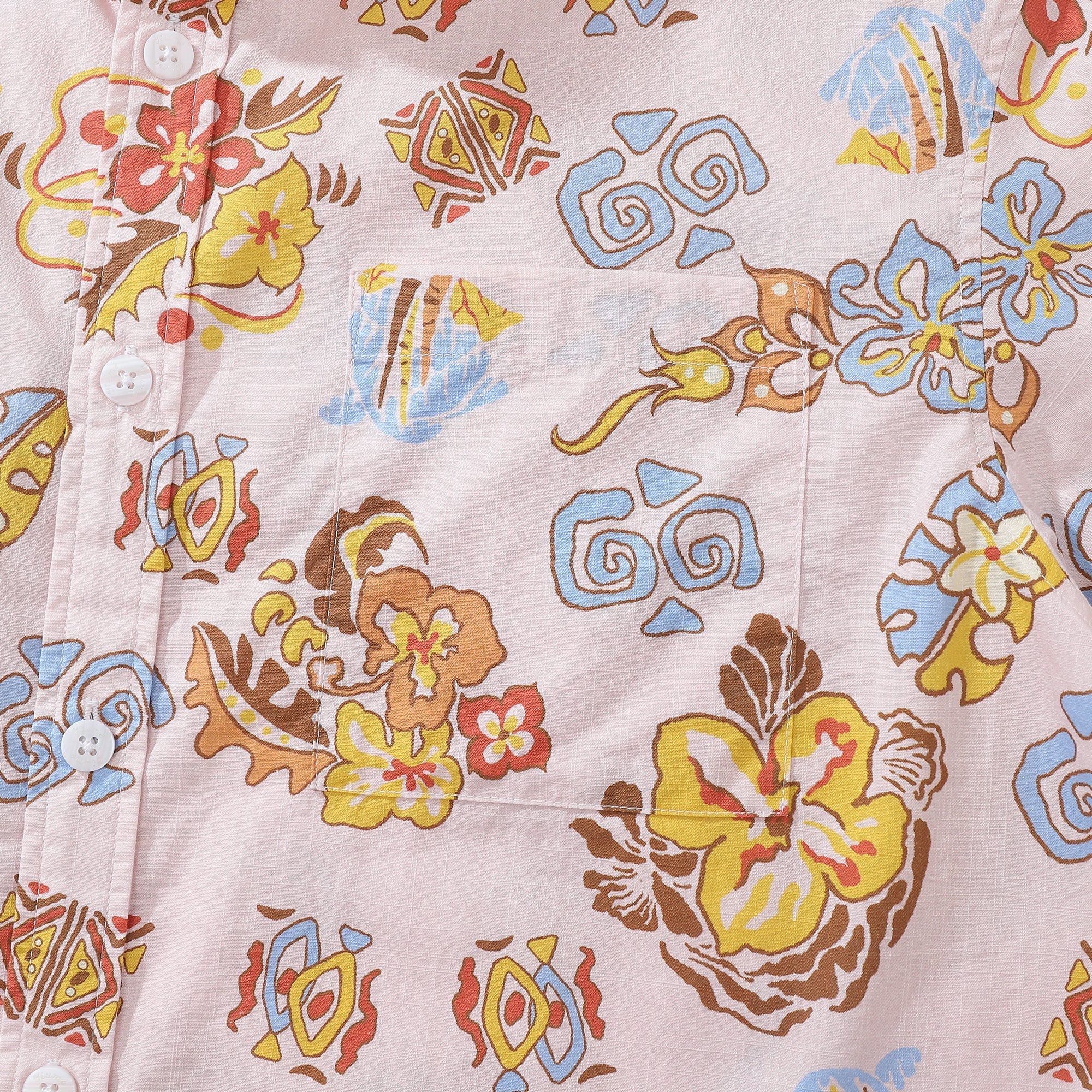 Men's Hawaiian Shirt Pink Retro Era Print Cotton Button-down Short Sleeve Aloha Shirt By Evan