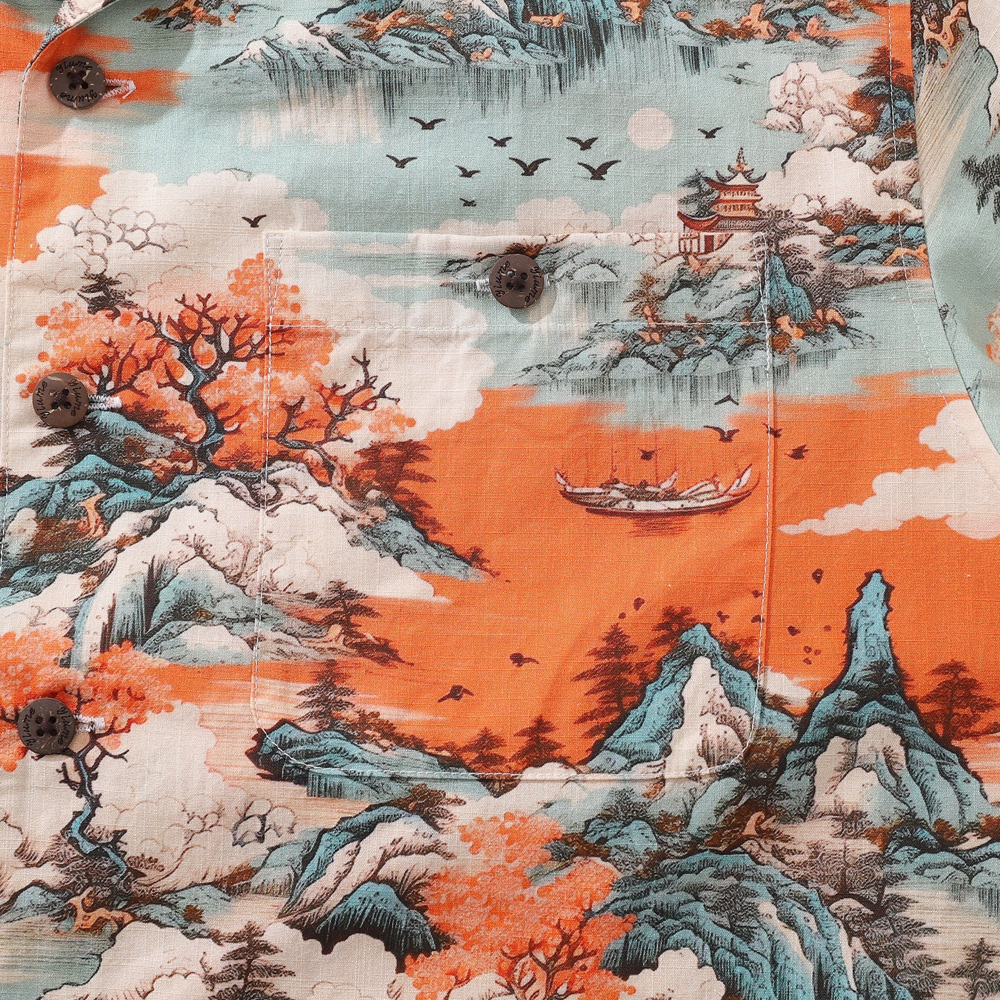Hawaiian Shirt For Men 1950s Vintage Nature's Majesty Shirt Camp Collar 100% Cotton By Amy