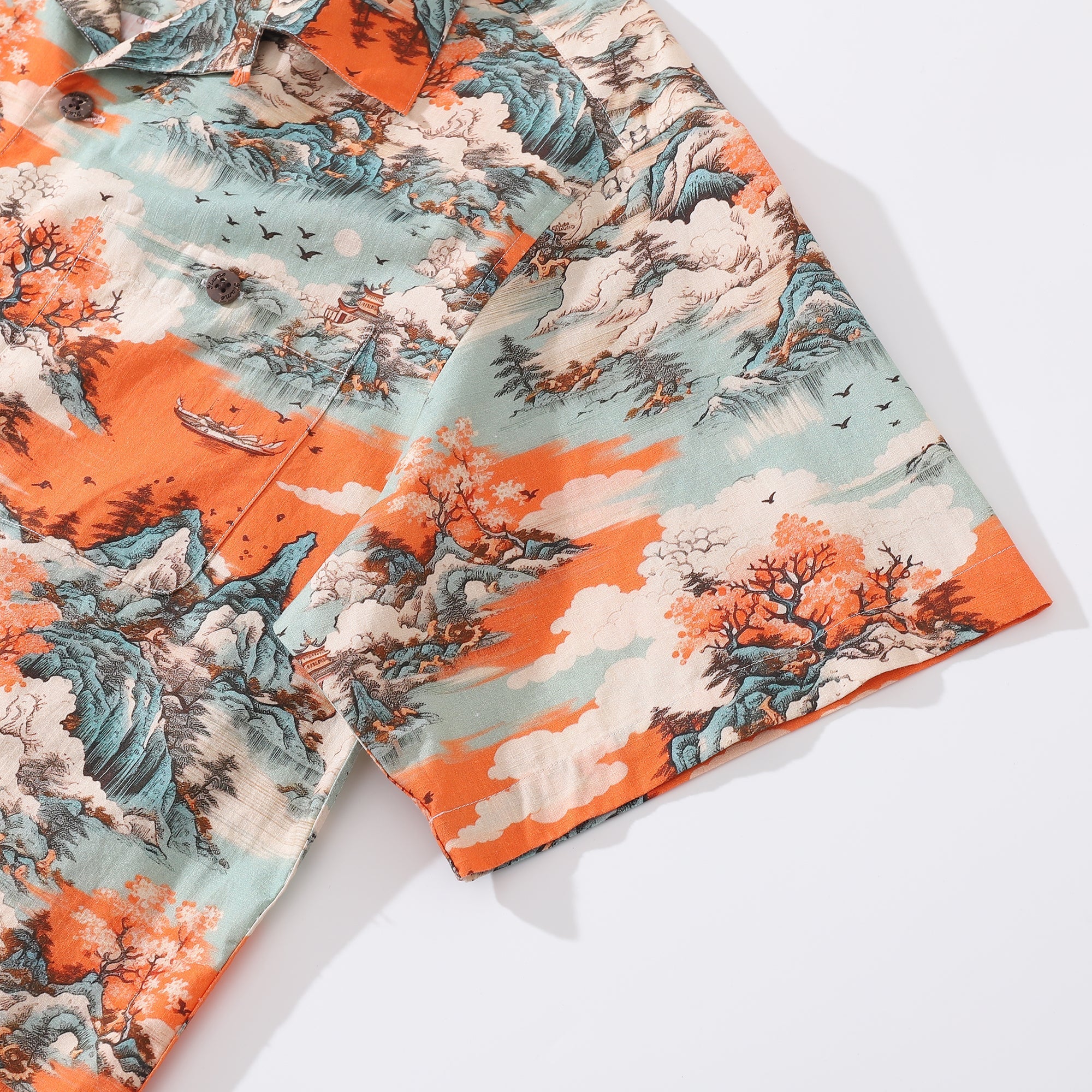 Hawaiian Shirt For Men 1950s Vintage Nature's Majesty Shirt Camp Collar 100% Cotton By Amy