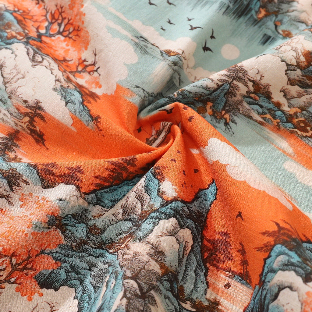 Hawaiian Shirt For Men 1950s Vintage Nature's Majesty Shirt Camp Collar 100% Cotton By Amy