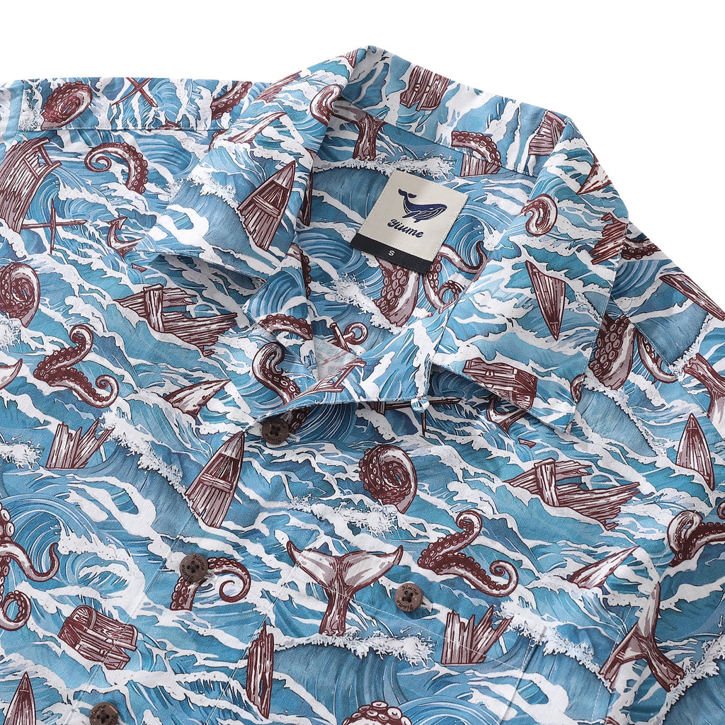 Hawaiian Shirt For Men Monsters of the Deep Shirt Camp Collar 100% Cotton By Sun