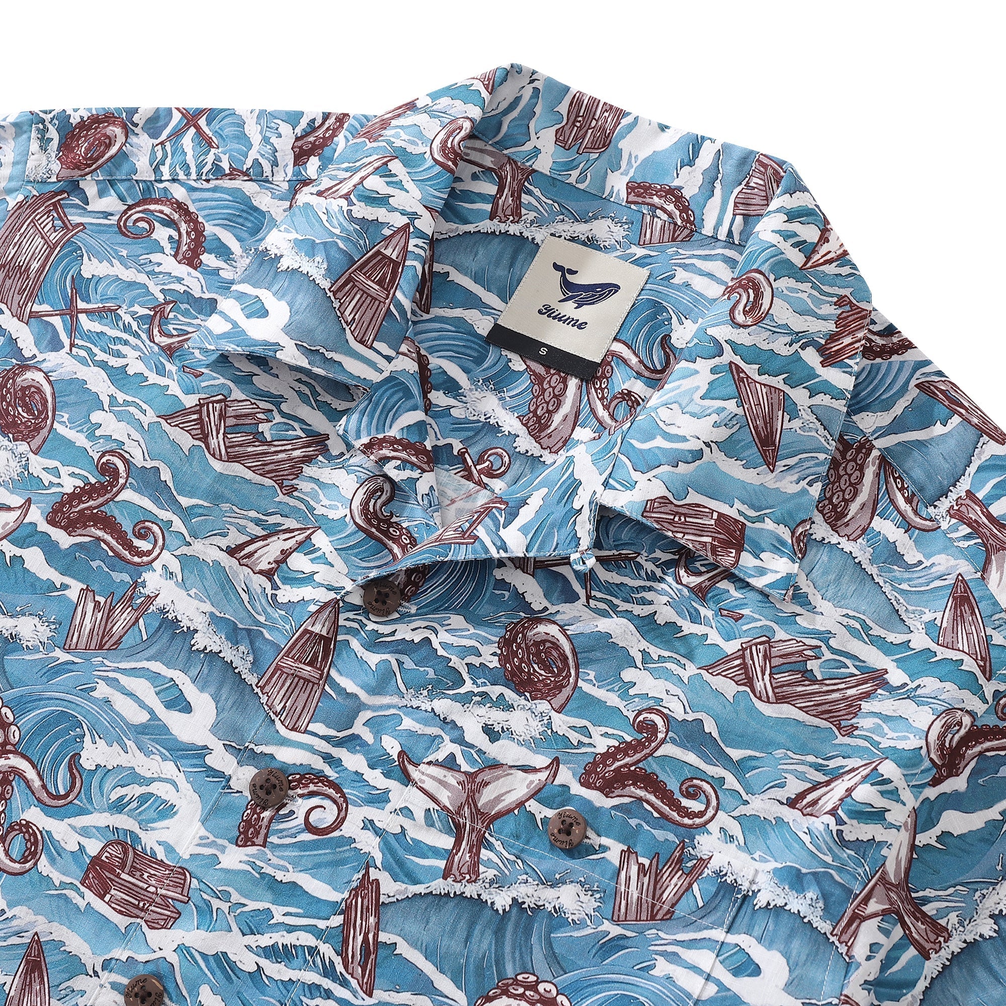 Hawaiian Shirt For Men Monsters of the Deep Shirt Camp Collar 100% Cotton By Sun