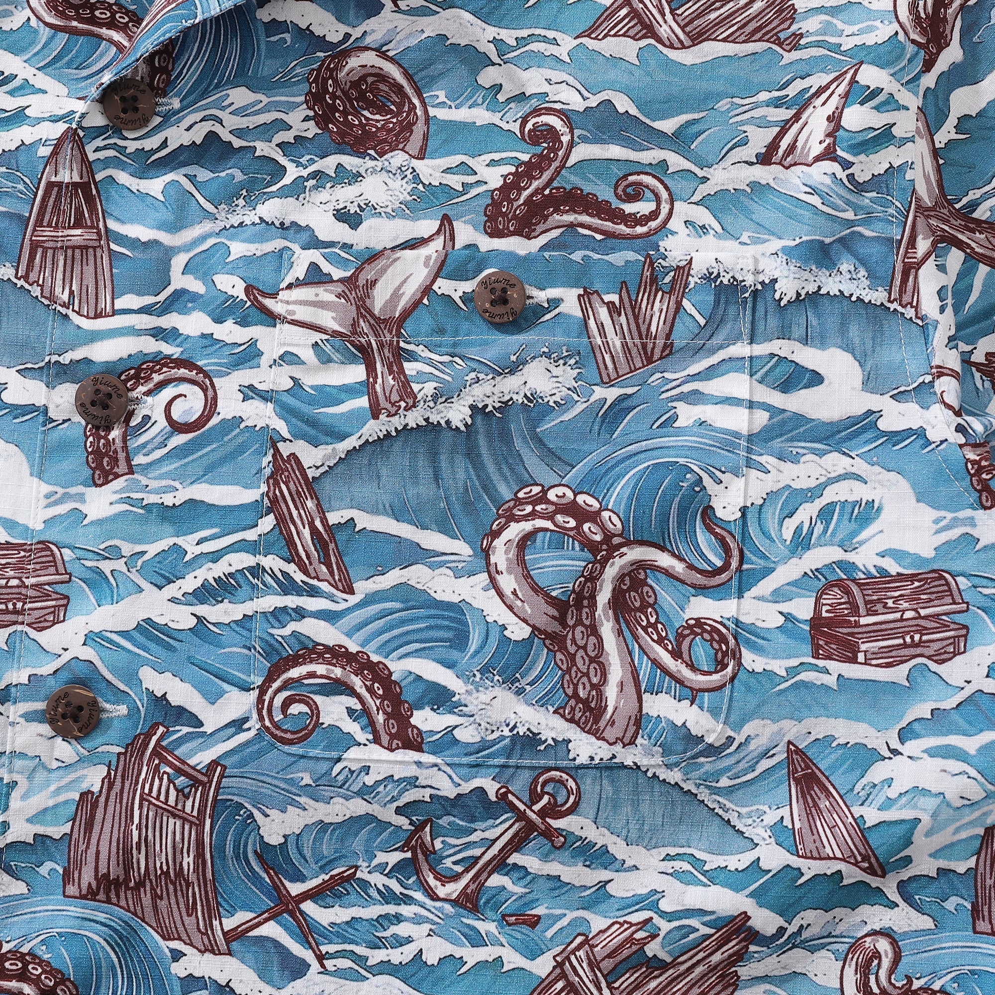 Hawaiian Shirt For Men Monsters of the Deep Shirt Camp Collar 100% Cotton By Sun