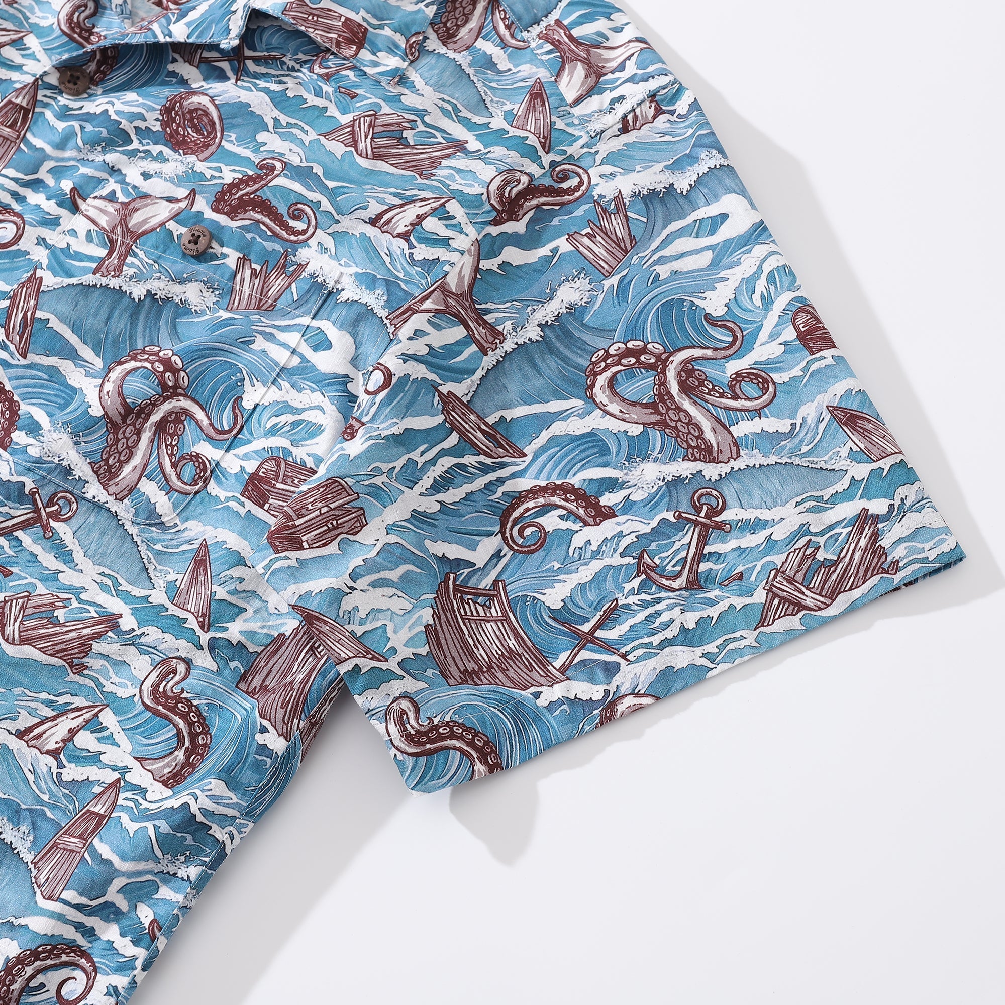 Hawaiian Shirt For Men Monsters of the Deep Shirt Camp Collar 100% Cotton By Sun