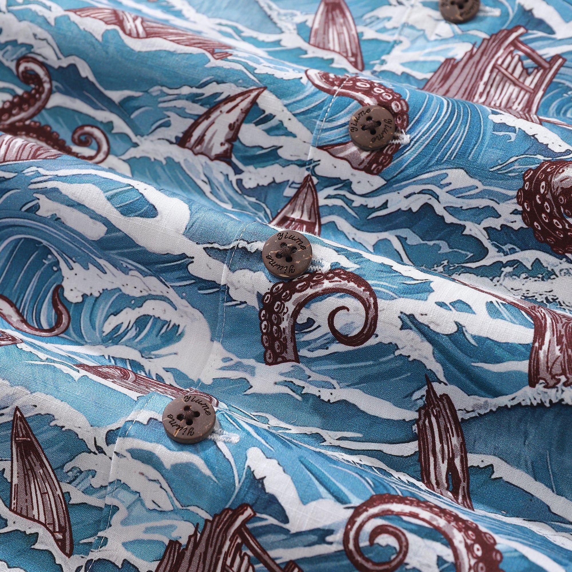 Hawaiian Shirt For Men Monsters of the Deep Shirt Camp Collar 100% Cotton By Sun